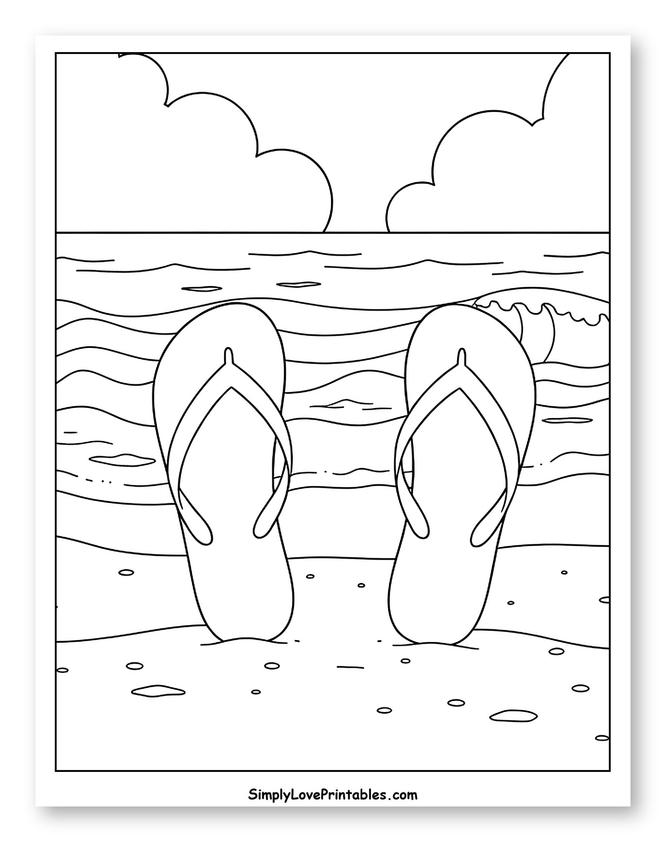 Flip Flops on a Sandy Beach Scene
