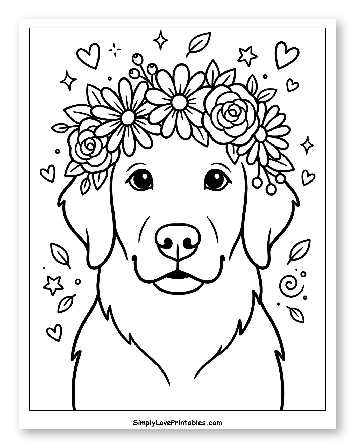 Floral-Crowned Golden Retriever Portrait