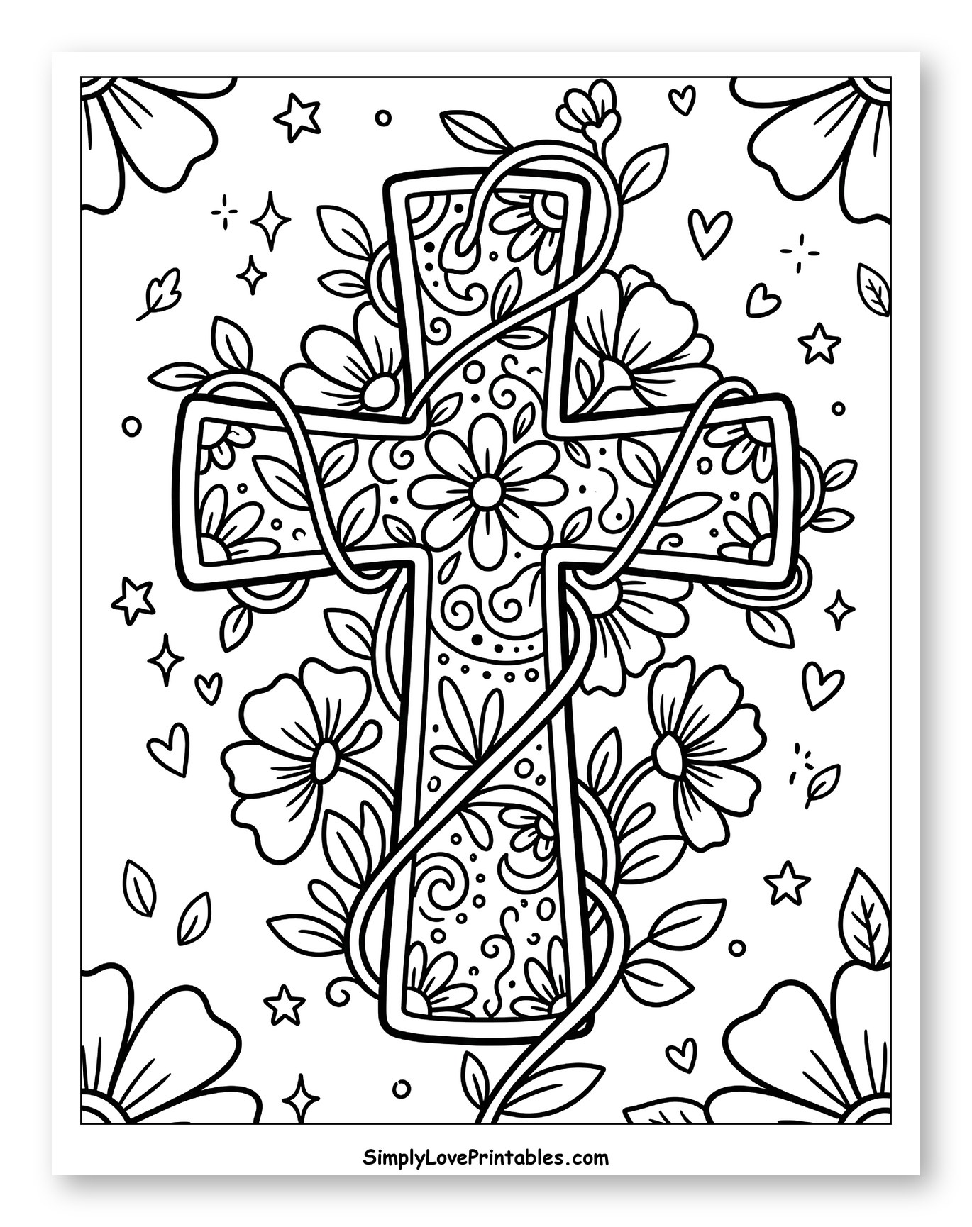 Floral Decorated Cross with Vines