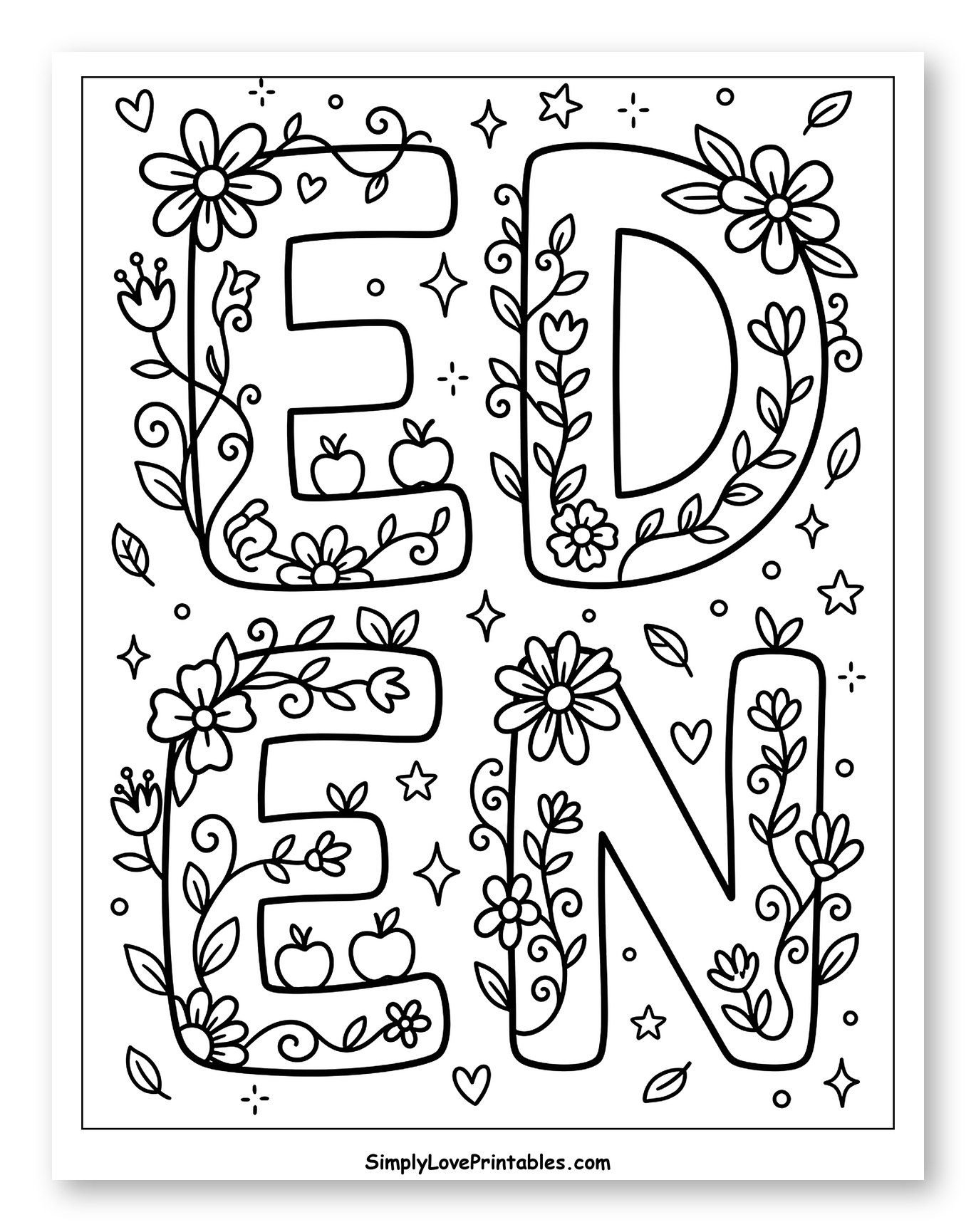 Floral Decorated Eden Letters