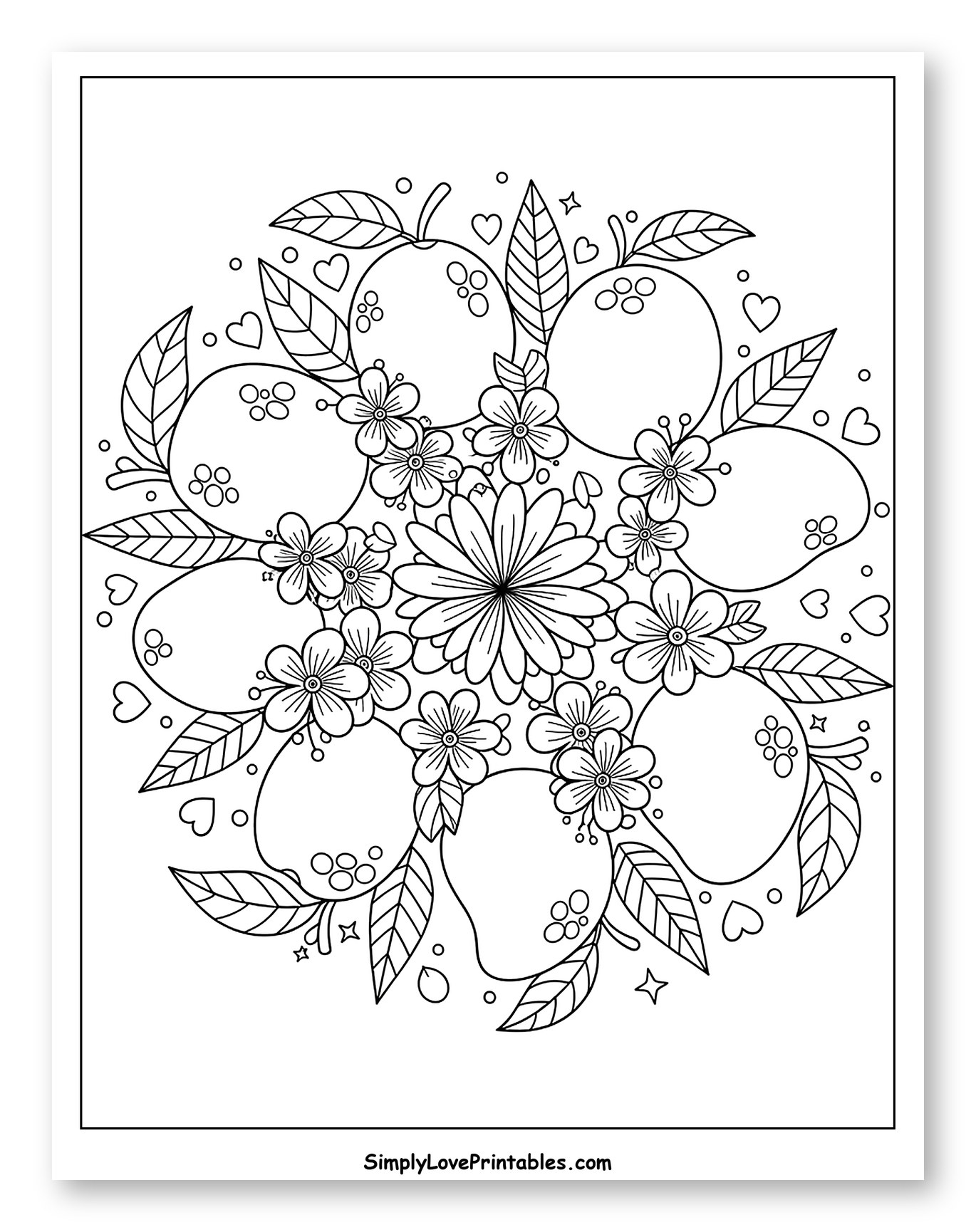 Floral Mango Mandala Design to Color for Adults