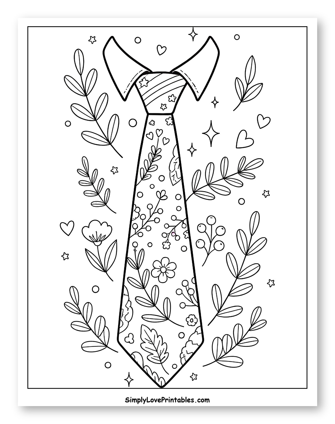 Floral Patterned Tie with Nature Elements