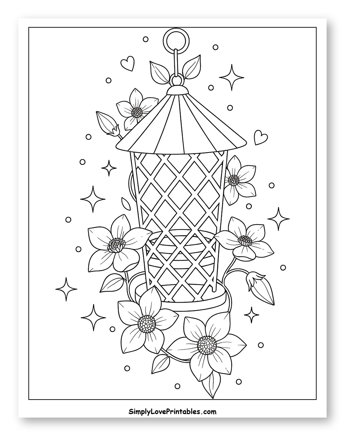 Flowering Lantern Bird Feeder with Decorative Accents