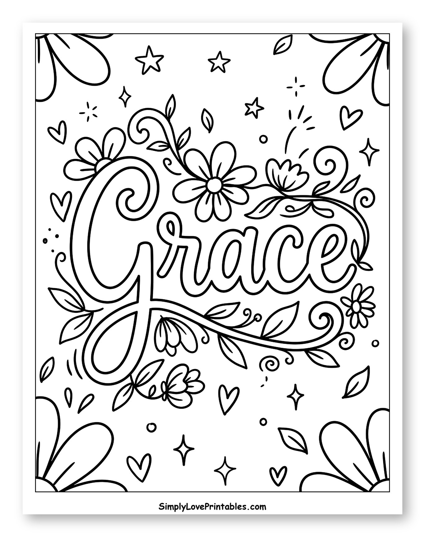 Flowing Grace Text with Floral Embellishments