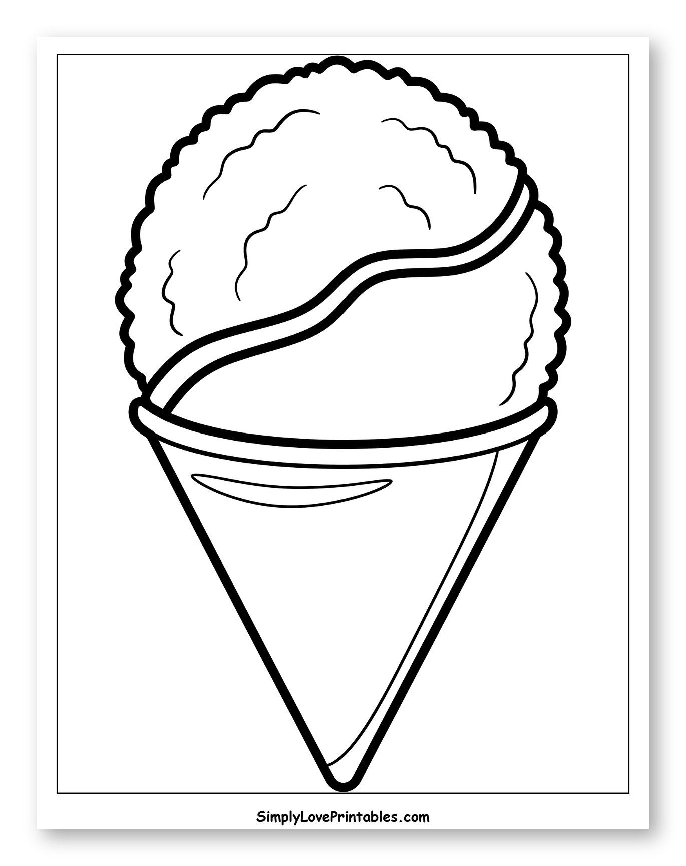 Fluffy Snow Cone in a Cup Coloring Sheet for Toddlers