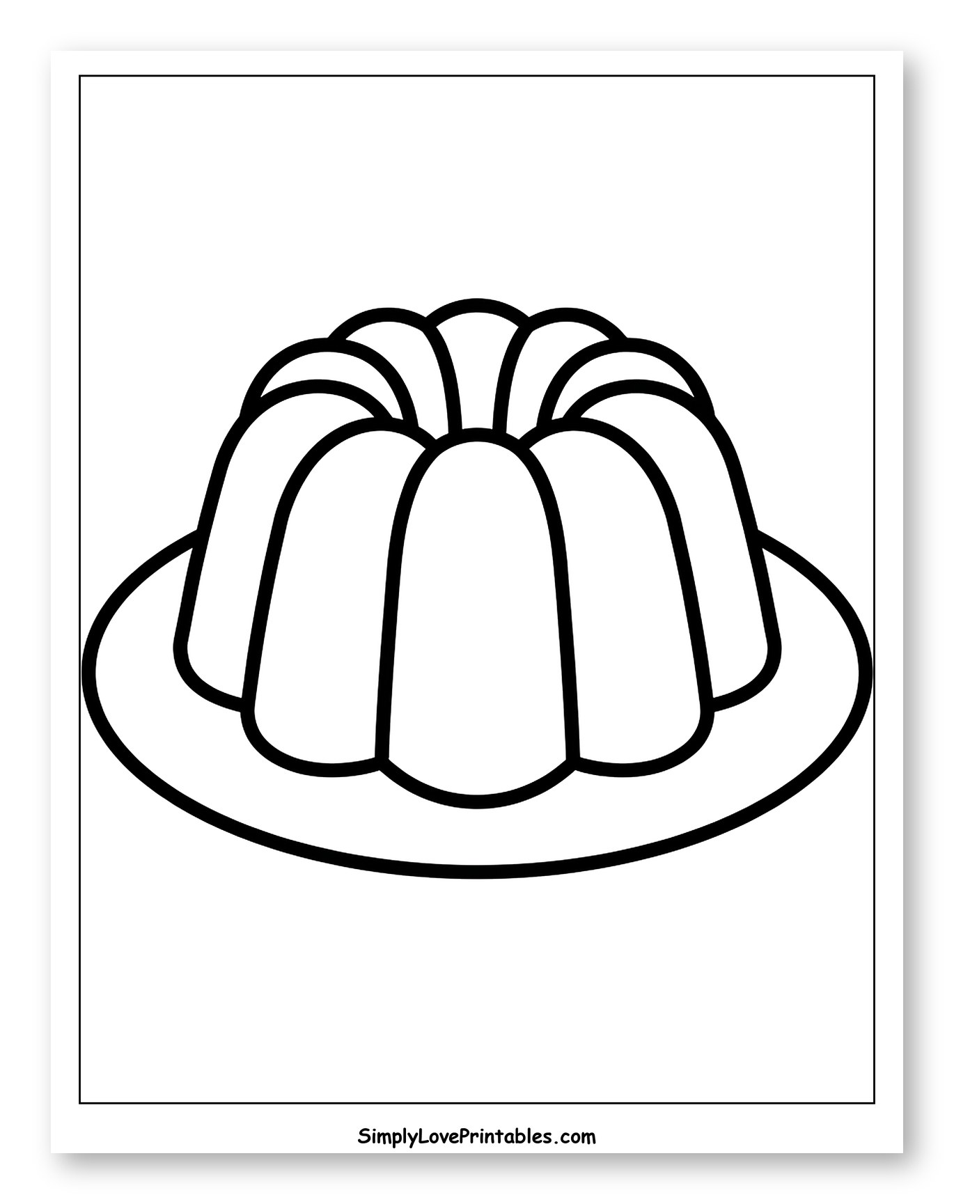 Fluted Jello Dessert on a Plate Coloring Page for Toddlers
