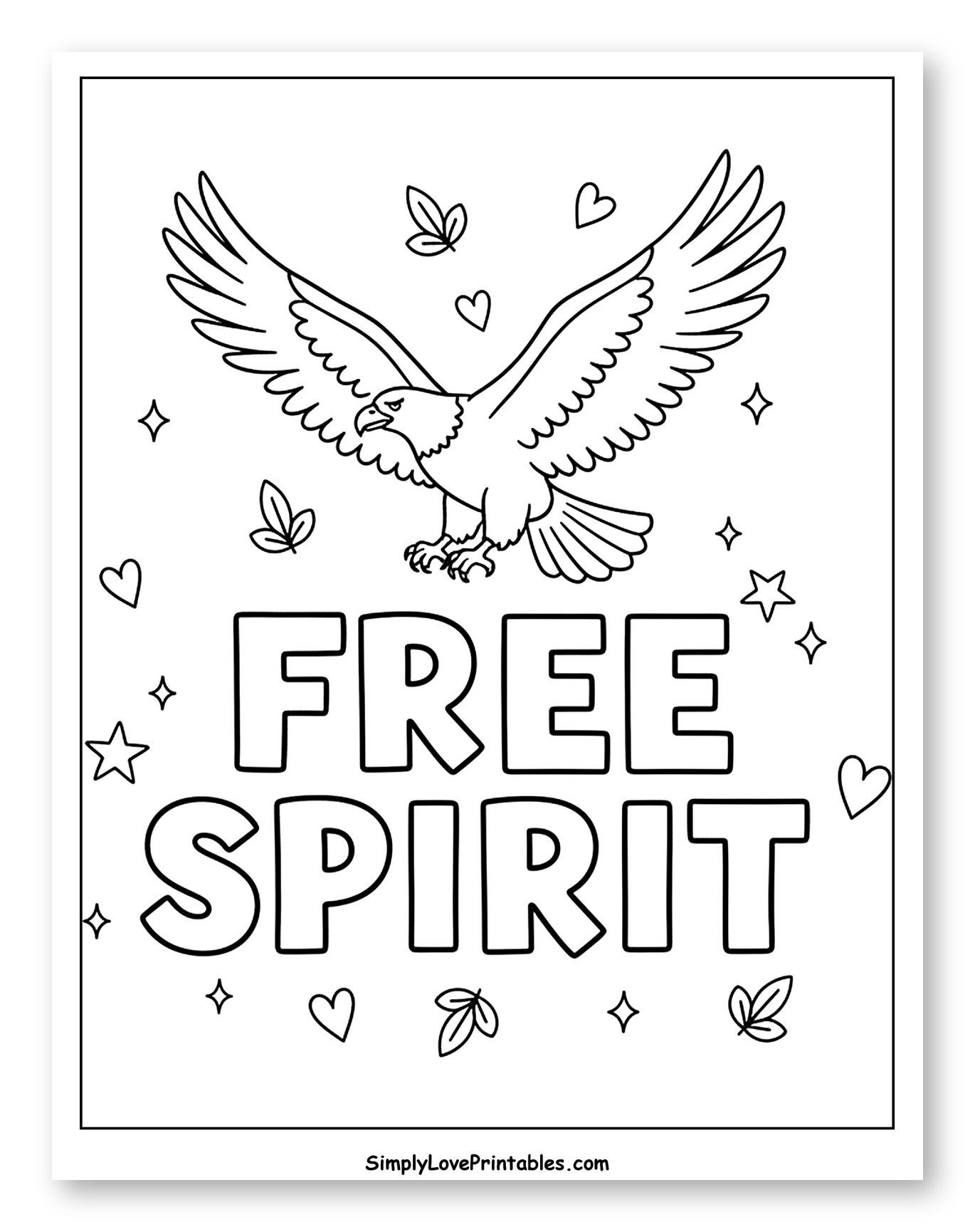 Flying Bald Eagle and Free Spirit Text