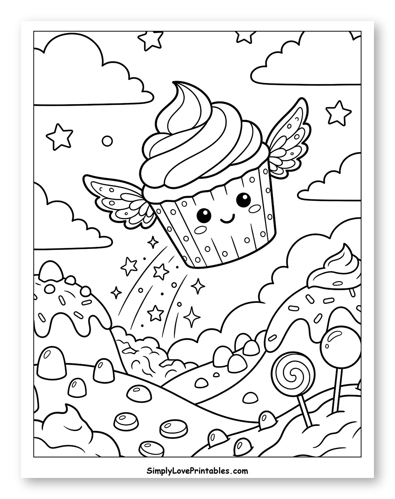 Flying Cupcake in a Candy Land