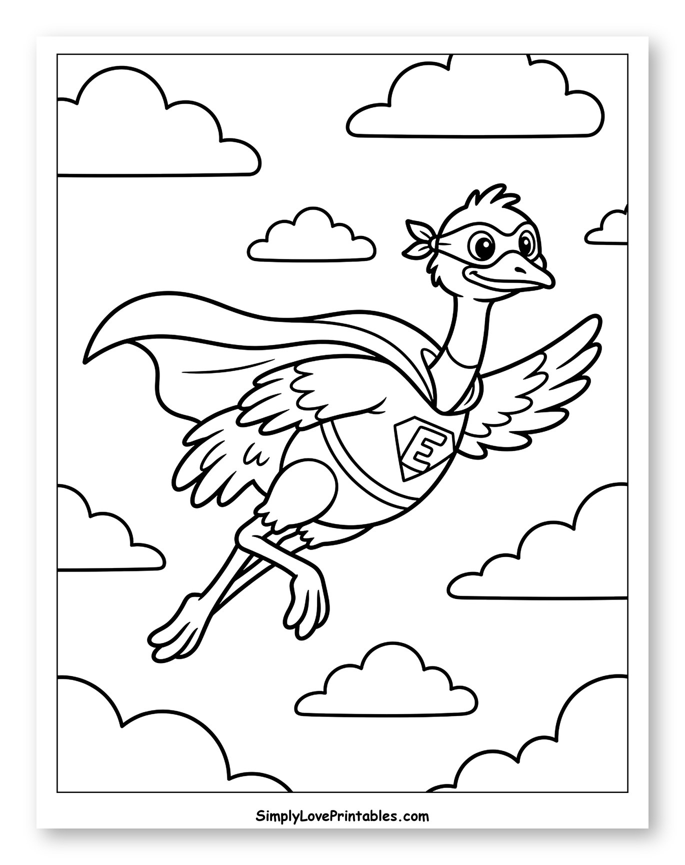 Flying Superhero Emu with Cape and Mask