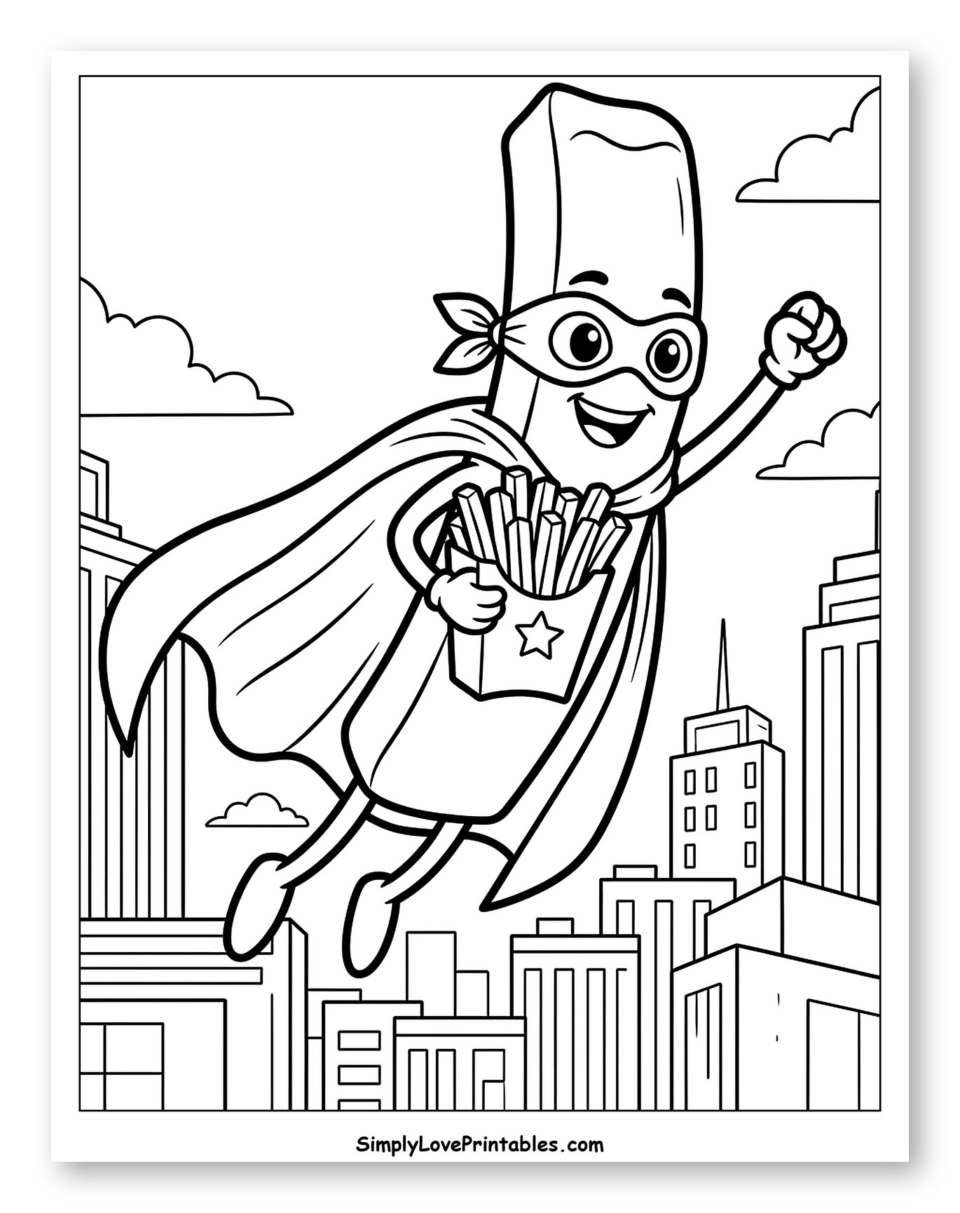 Flying Superhero Eraser Holding French Fries