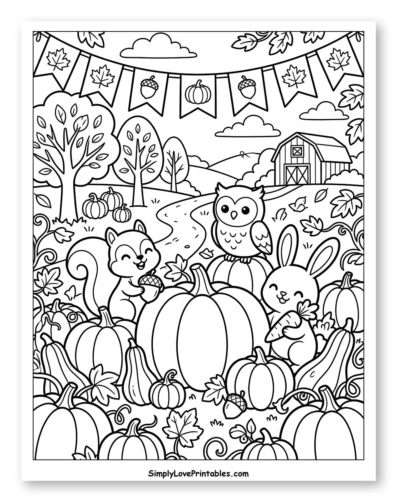 Forest Friends in an Autumn Pumpkin Patch