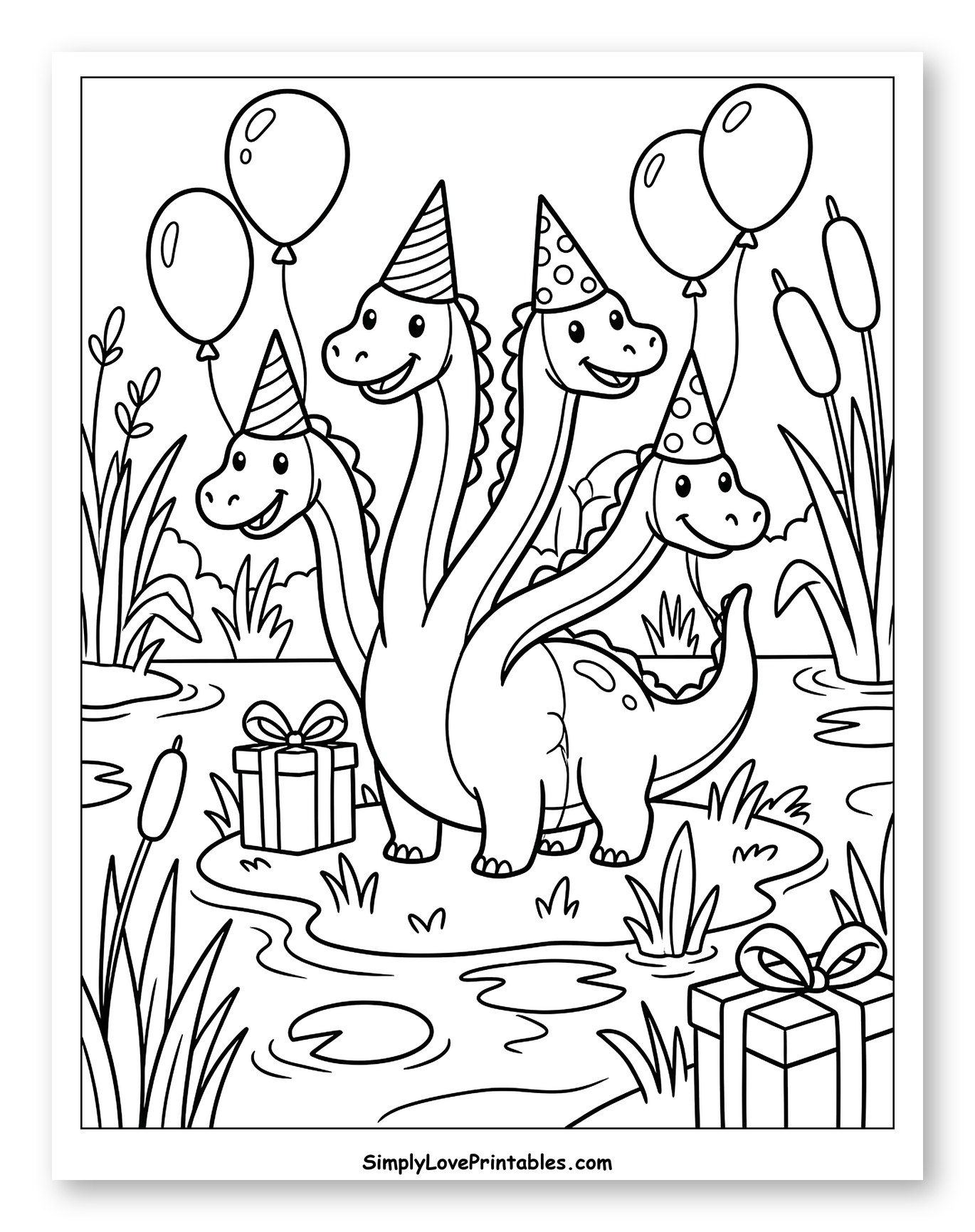 Four-Headed Dinosaurs Celebrating a Birthday Party
