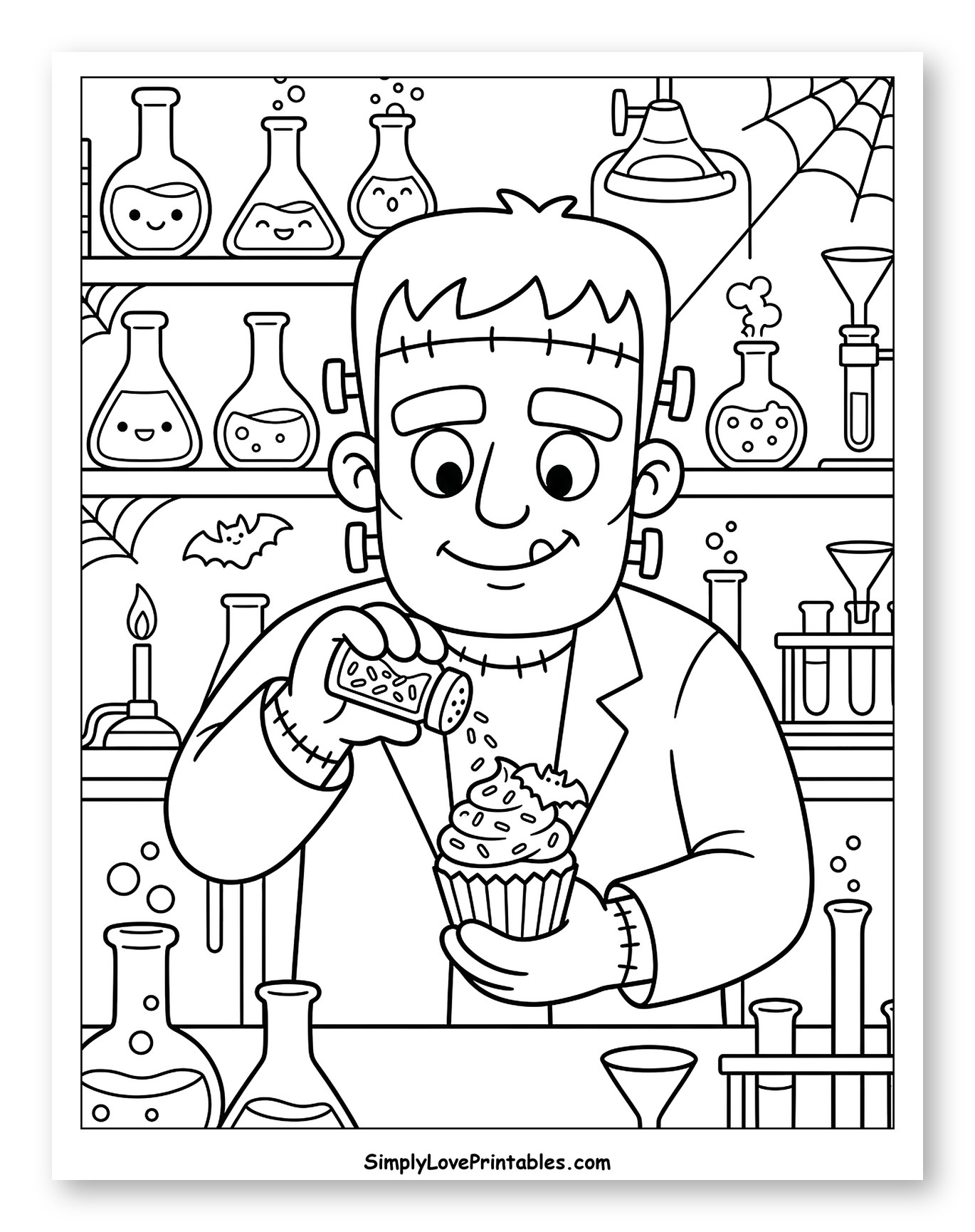 Frankenstein Decorating a Spooky Halloween Cupcake