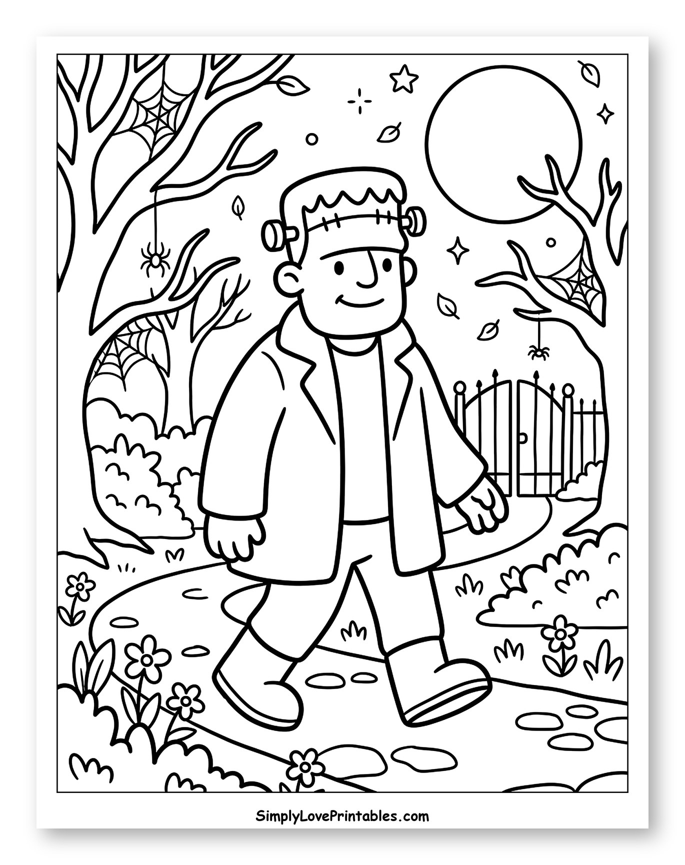 Frankenstein Monster Walking Under Full Moon