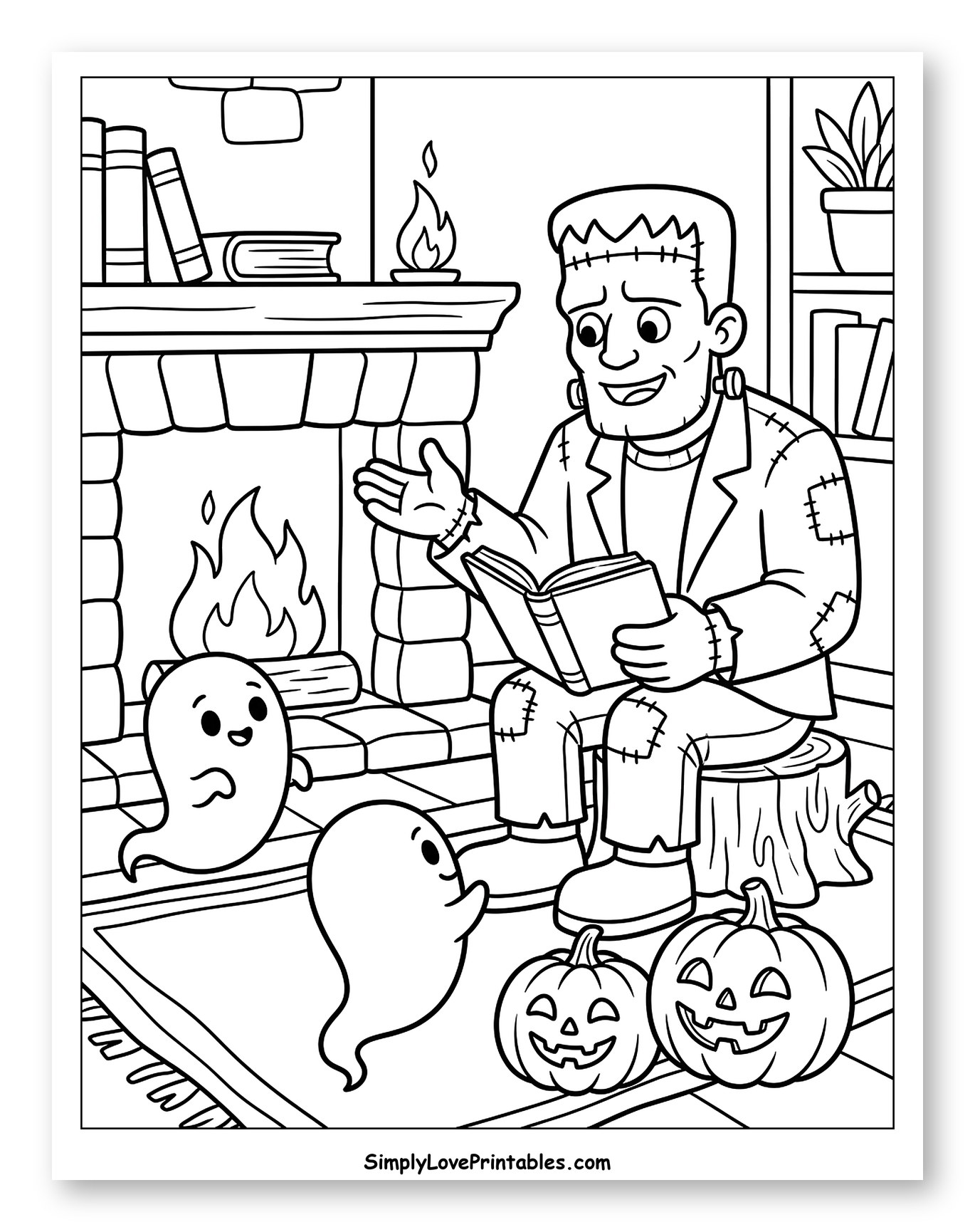 Frankenstein Reading with Ghosts and Pumpkins