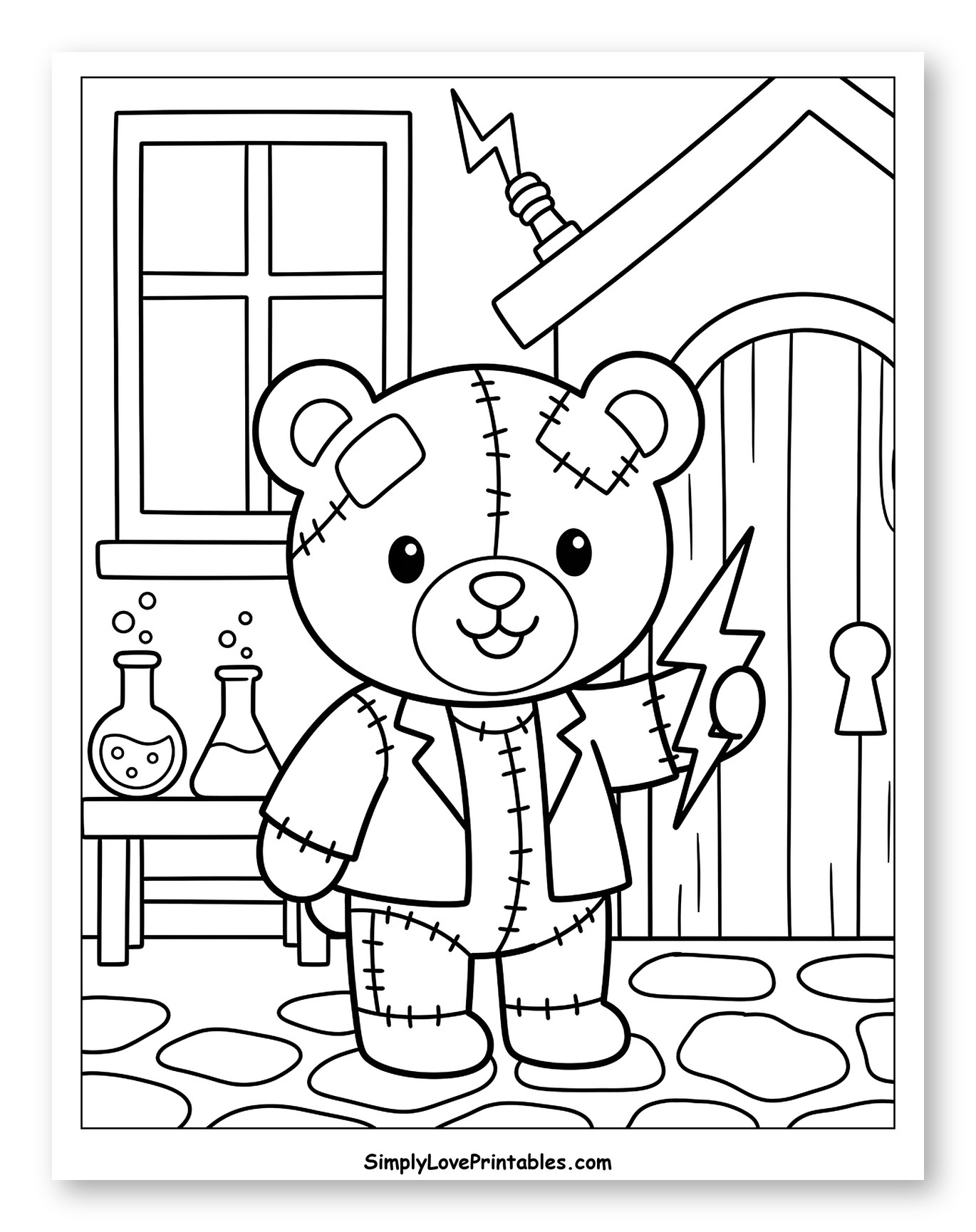 Frankenstein Teddy Bear in a Lab