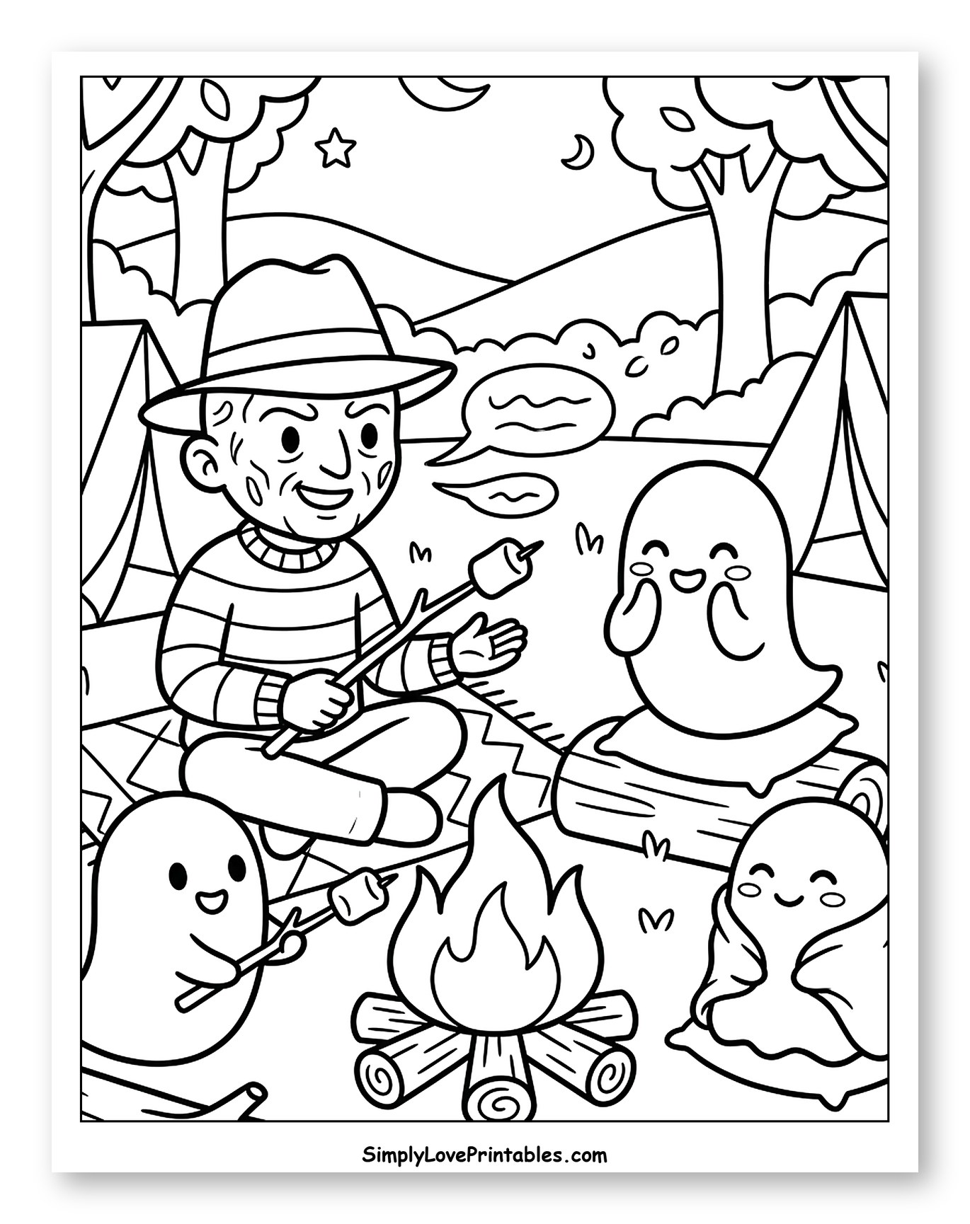Freddy Krueger and Ghosts Roasting Marshmallows