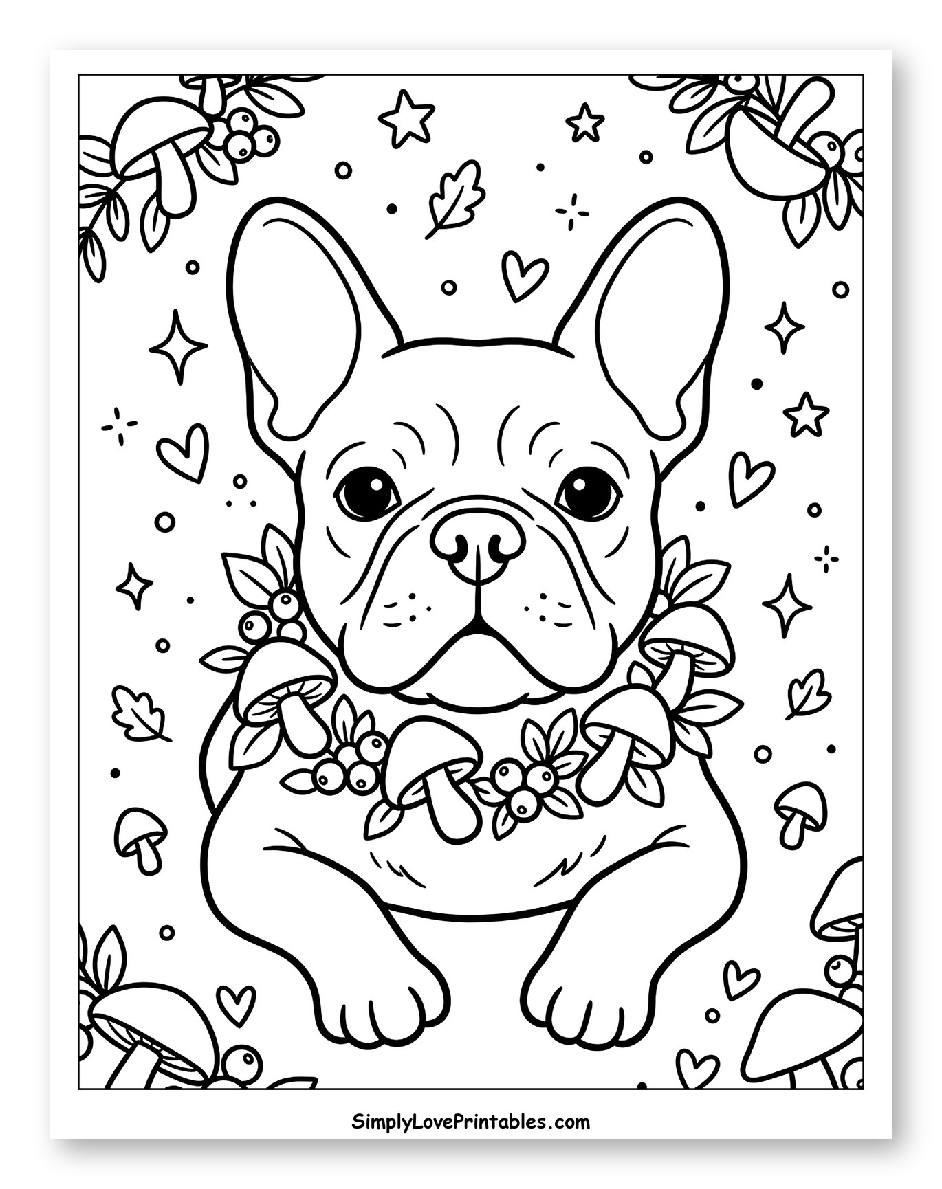 French Bulldog with Mushroom Garland