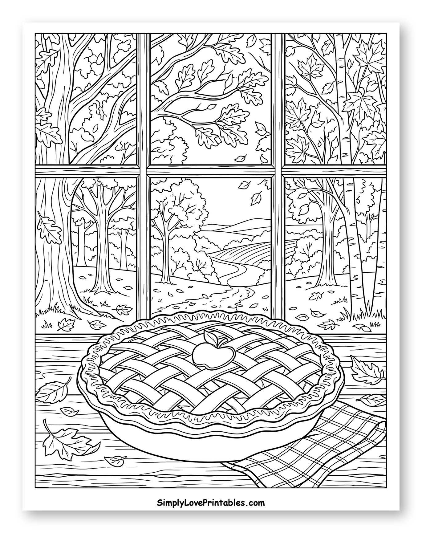 Fresh Baked Apple Pie by an Autumn Window