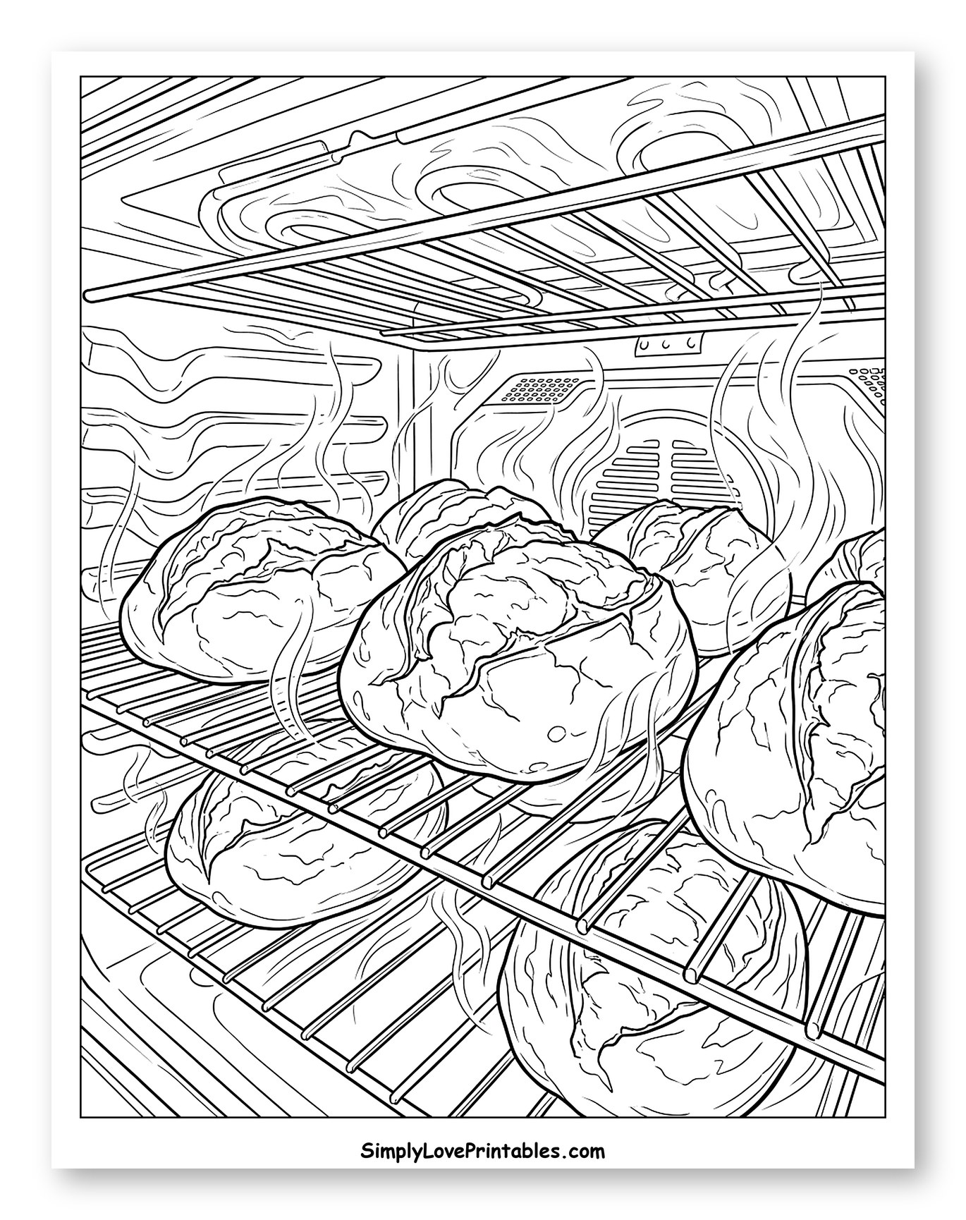 Fresh Bread Baking Inside a Hot Oven to Color