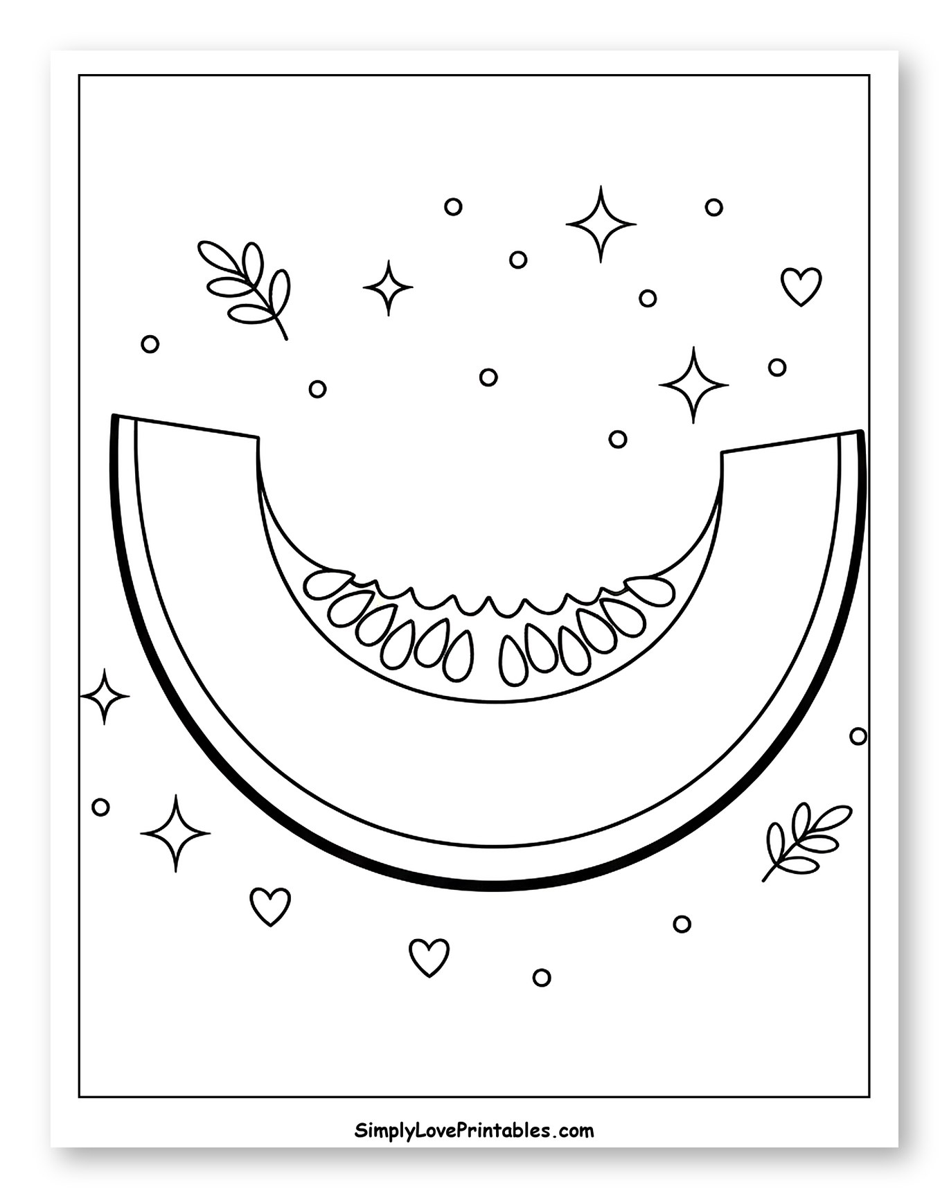 Fresh Cantaloupe Slice with Decorations to Color for Adults
