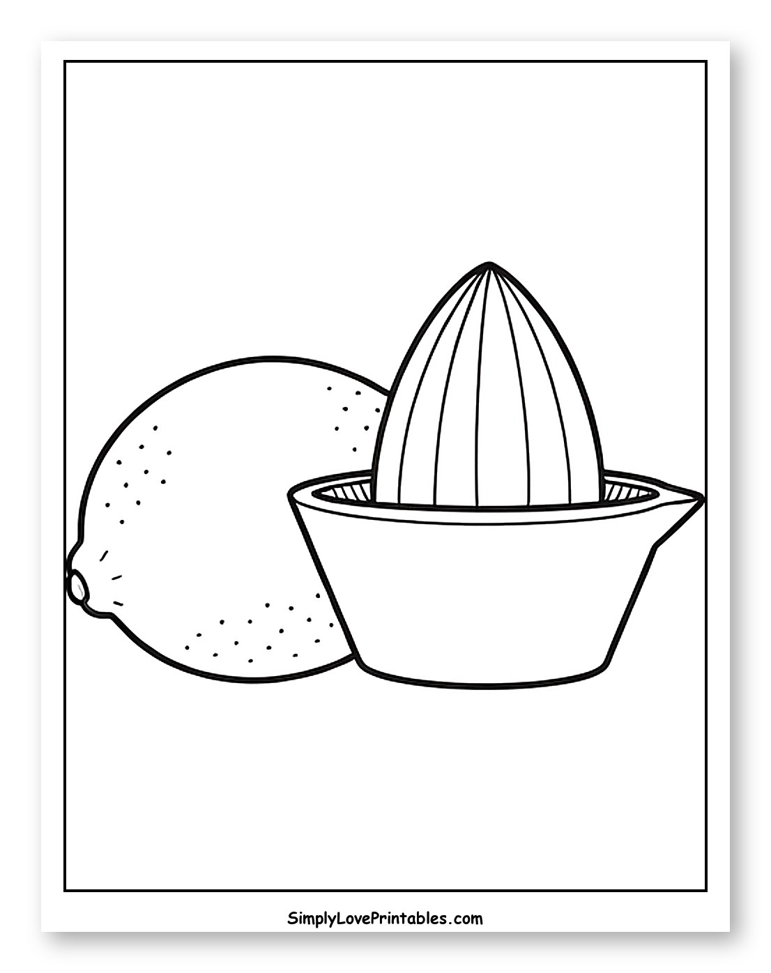 Fresh Lime Next to a Citrus Juicer Coloring Page for Toddlers
