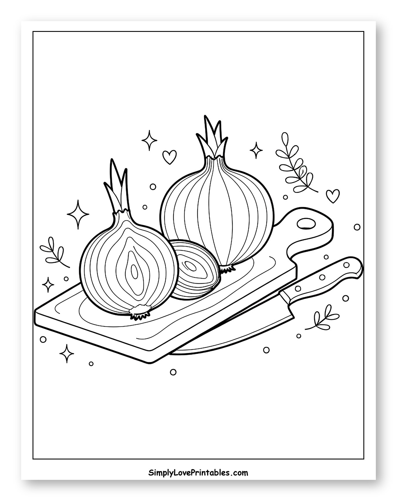 Fresh Onions with Knife and Cutting Board