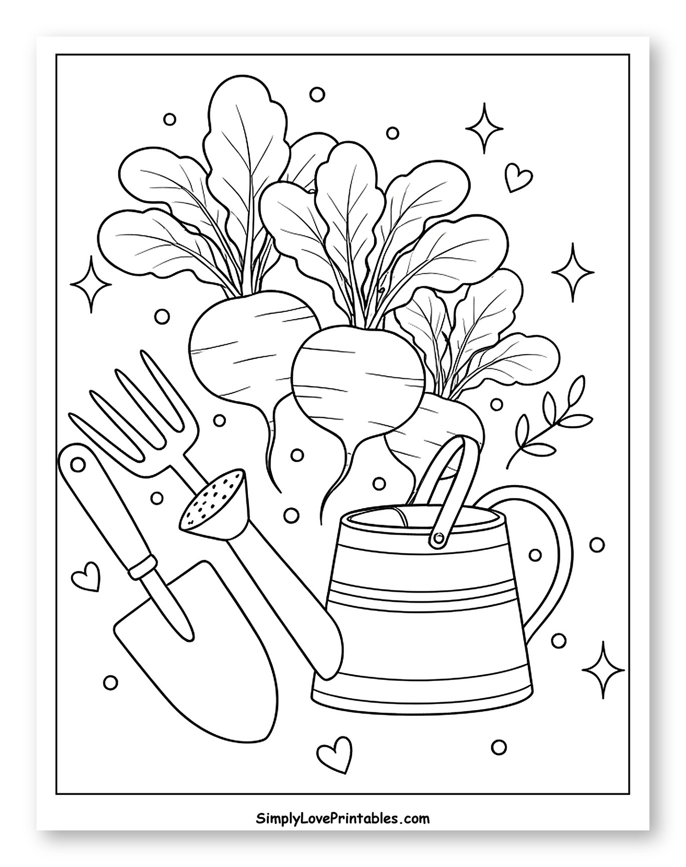 Fresh Radishes and Gardening Tools