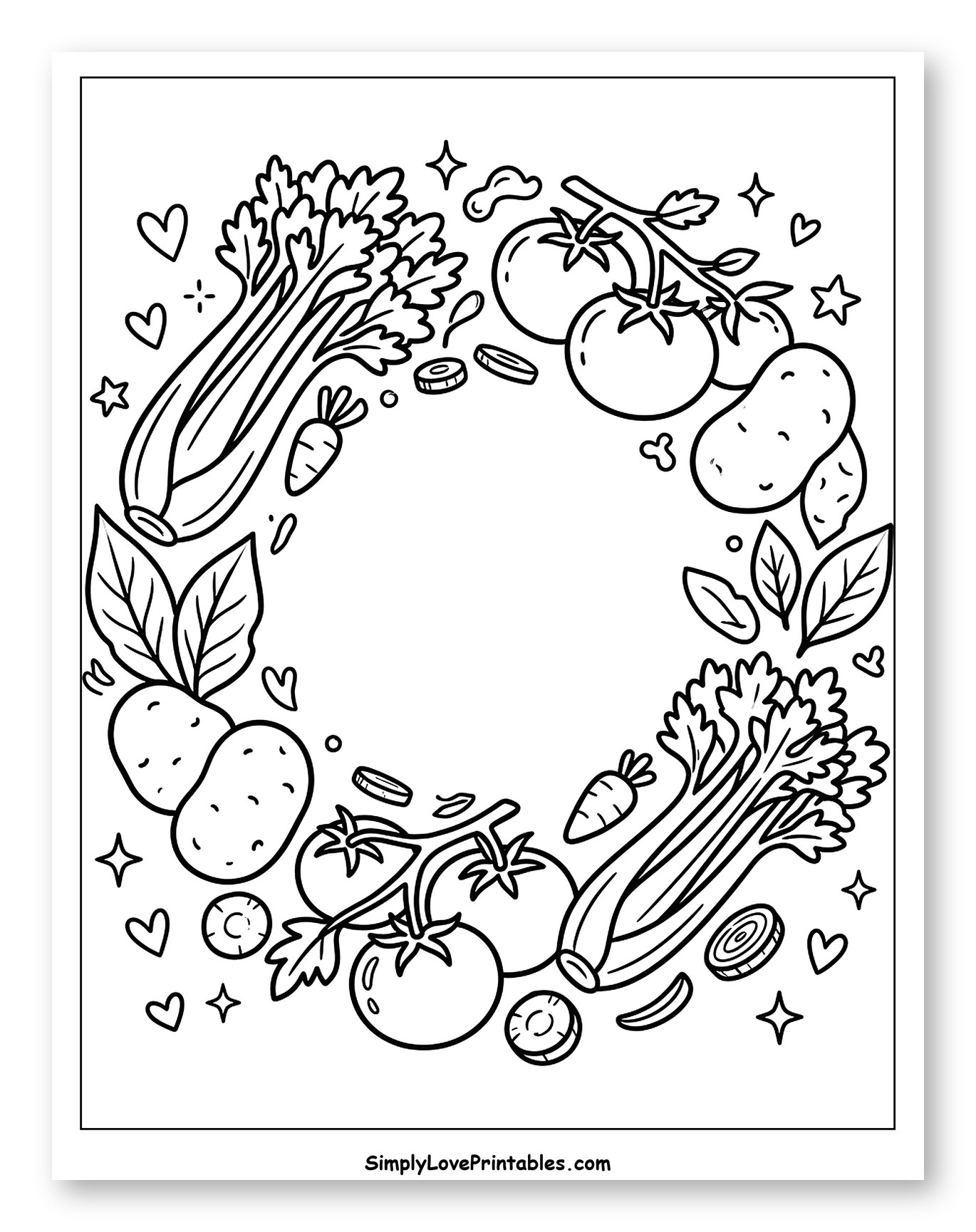 Fresh Vegetables Arranged in a Hearty Soup Wreath