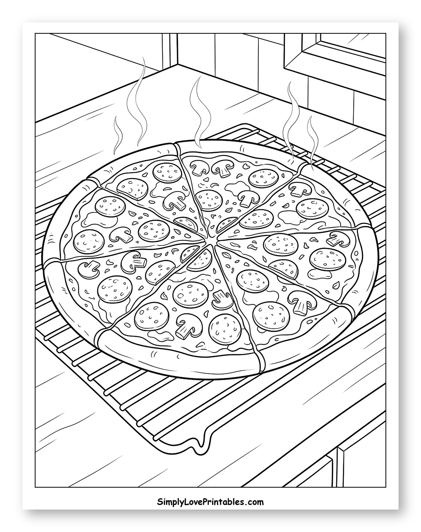 Freshly Baked Pizza on Cooling Rack