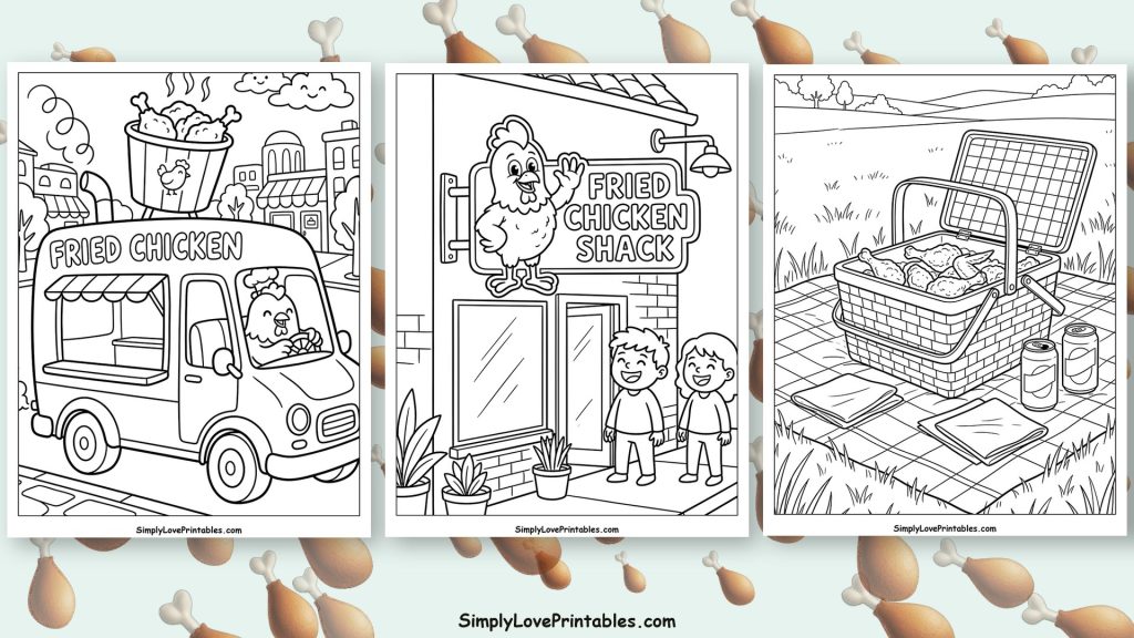 Fried chicken coloring pages featured image