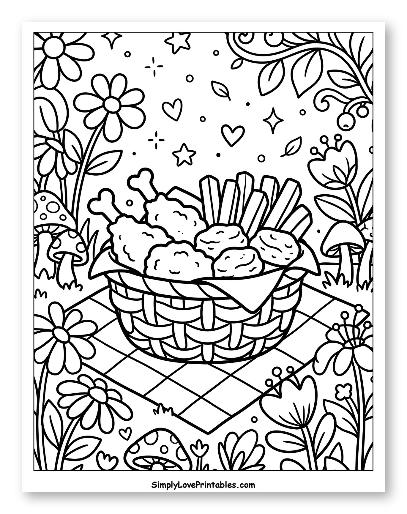 Fried Chicken Picnic in a Whimsical Garden