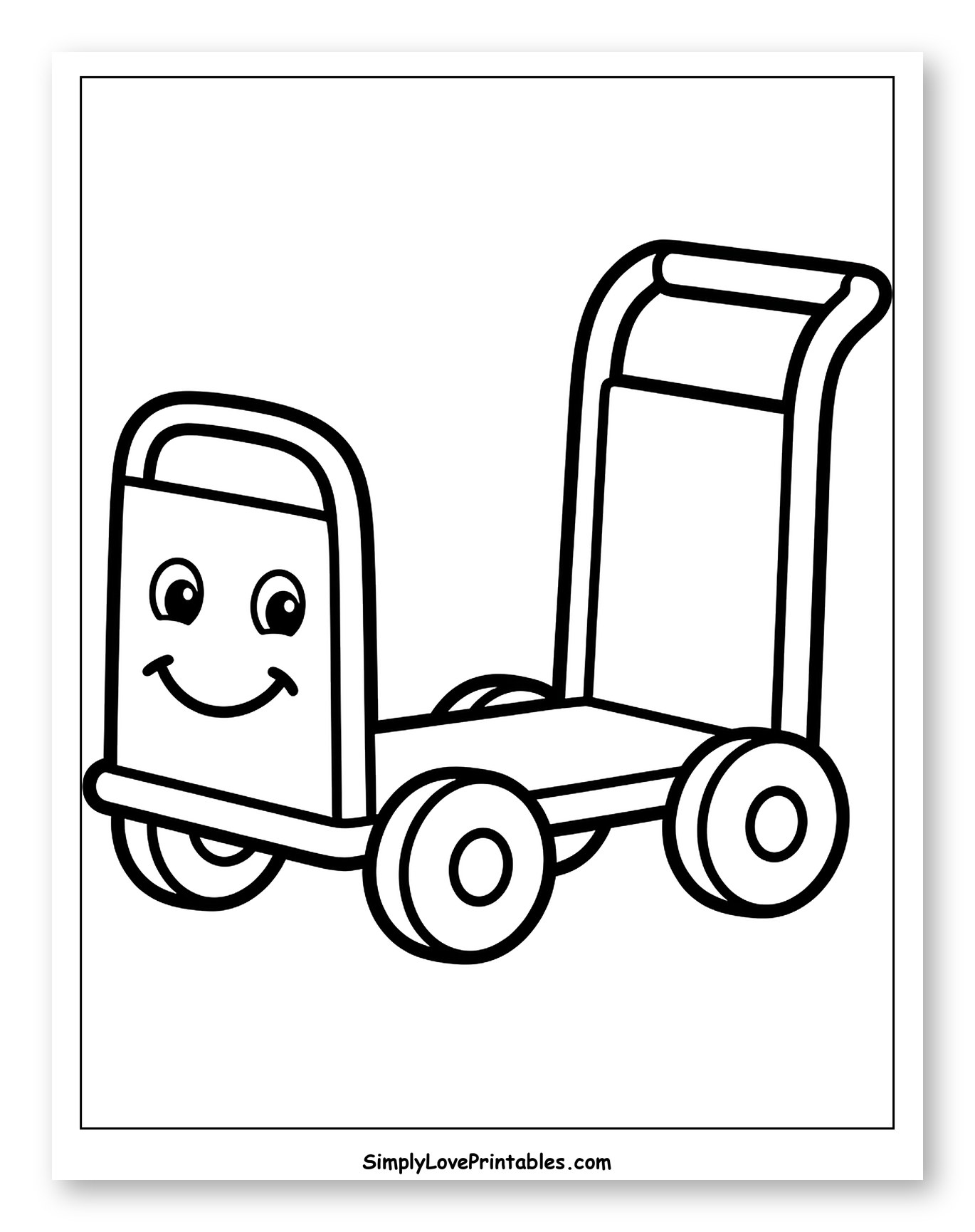 Friendly Airport Luggage Cart to Color for Toddlers