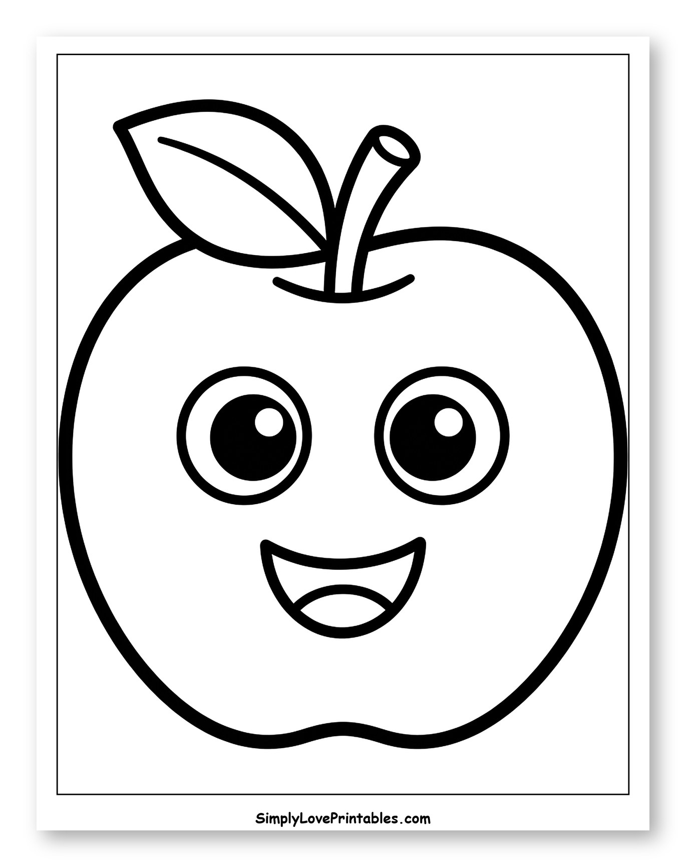 Friendly Apple with a Stem and Leaf