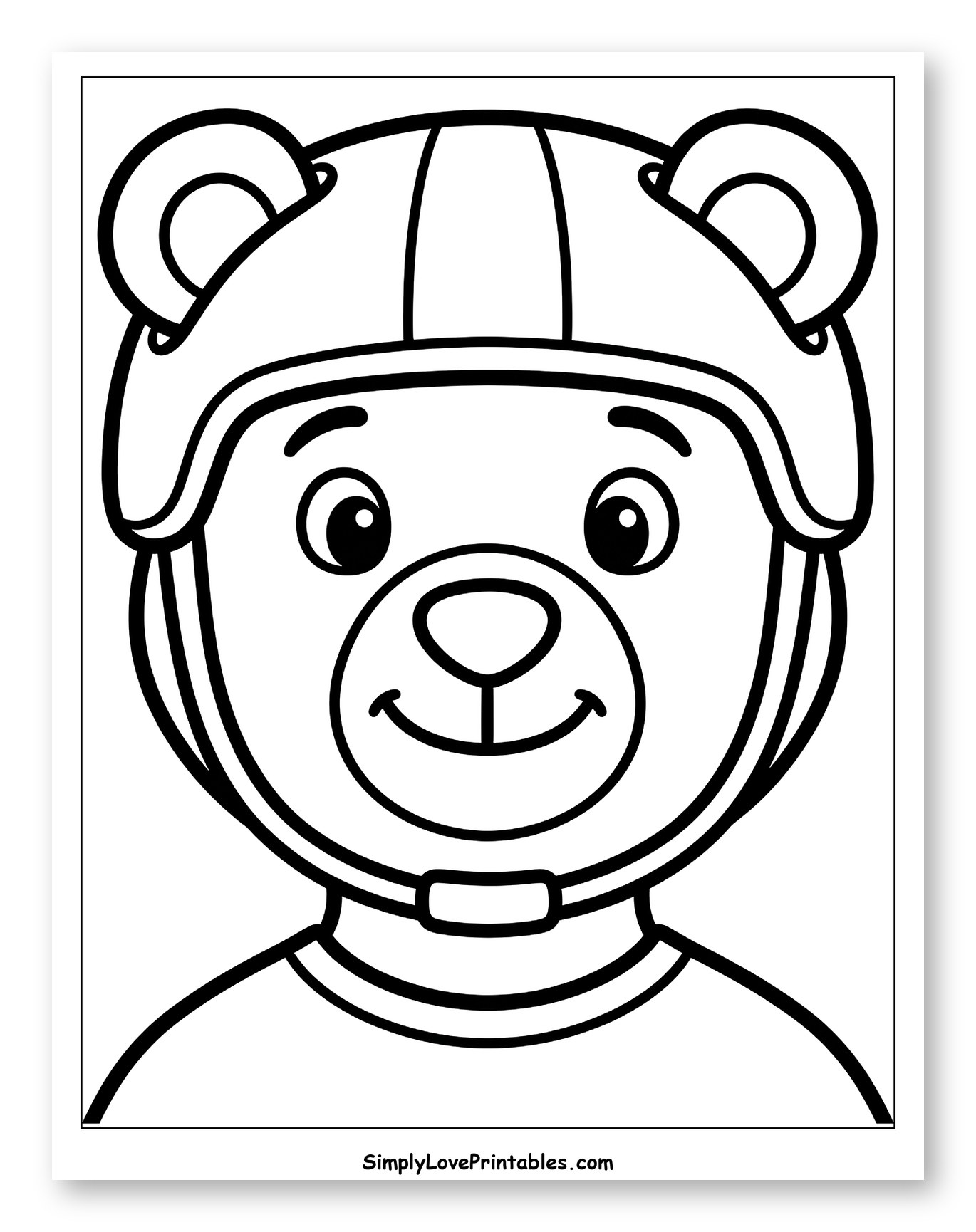 Friendly Bear Wearing a Protective Helmet