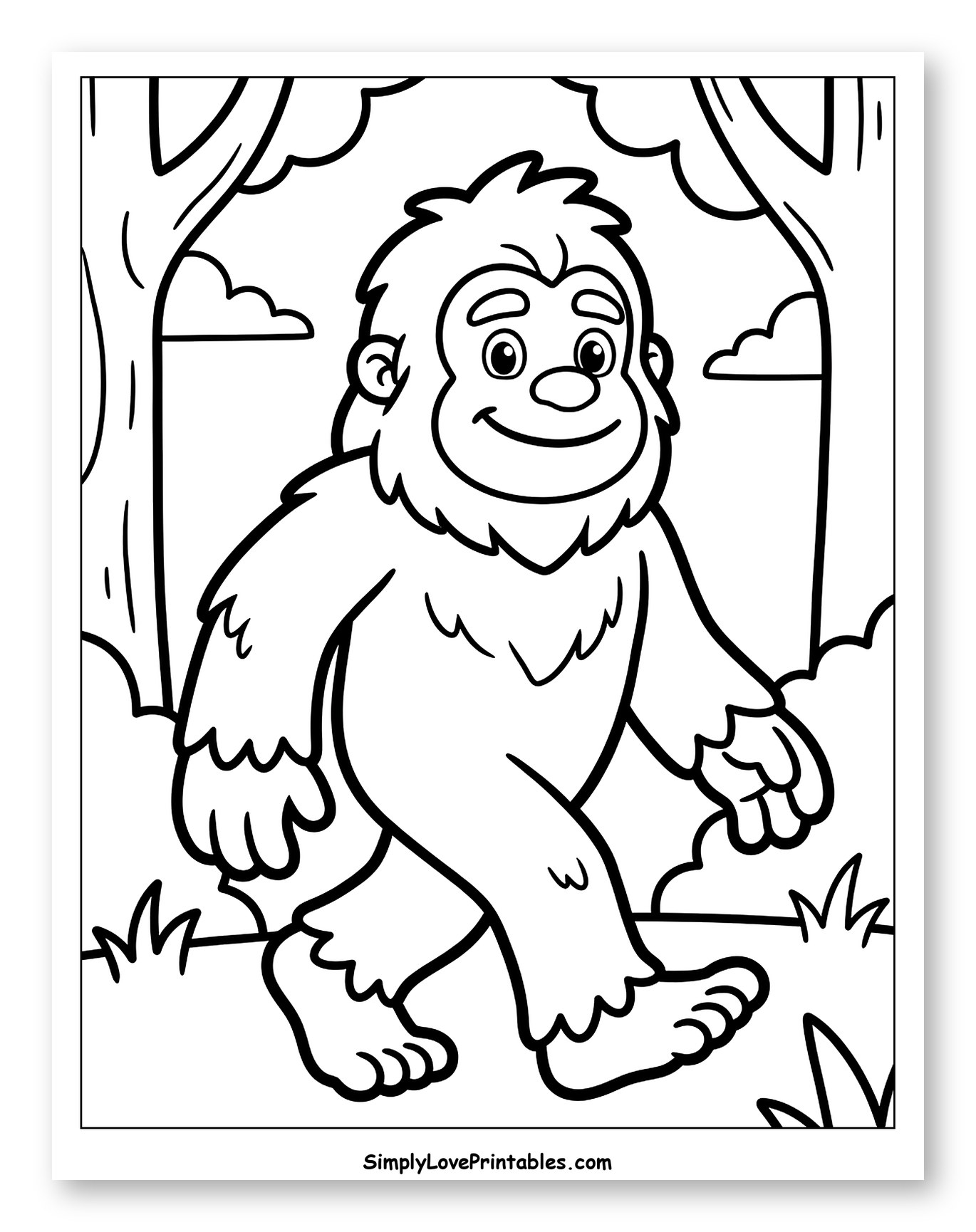 Friendly Bigfoot Walking Through the Forest