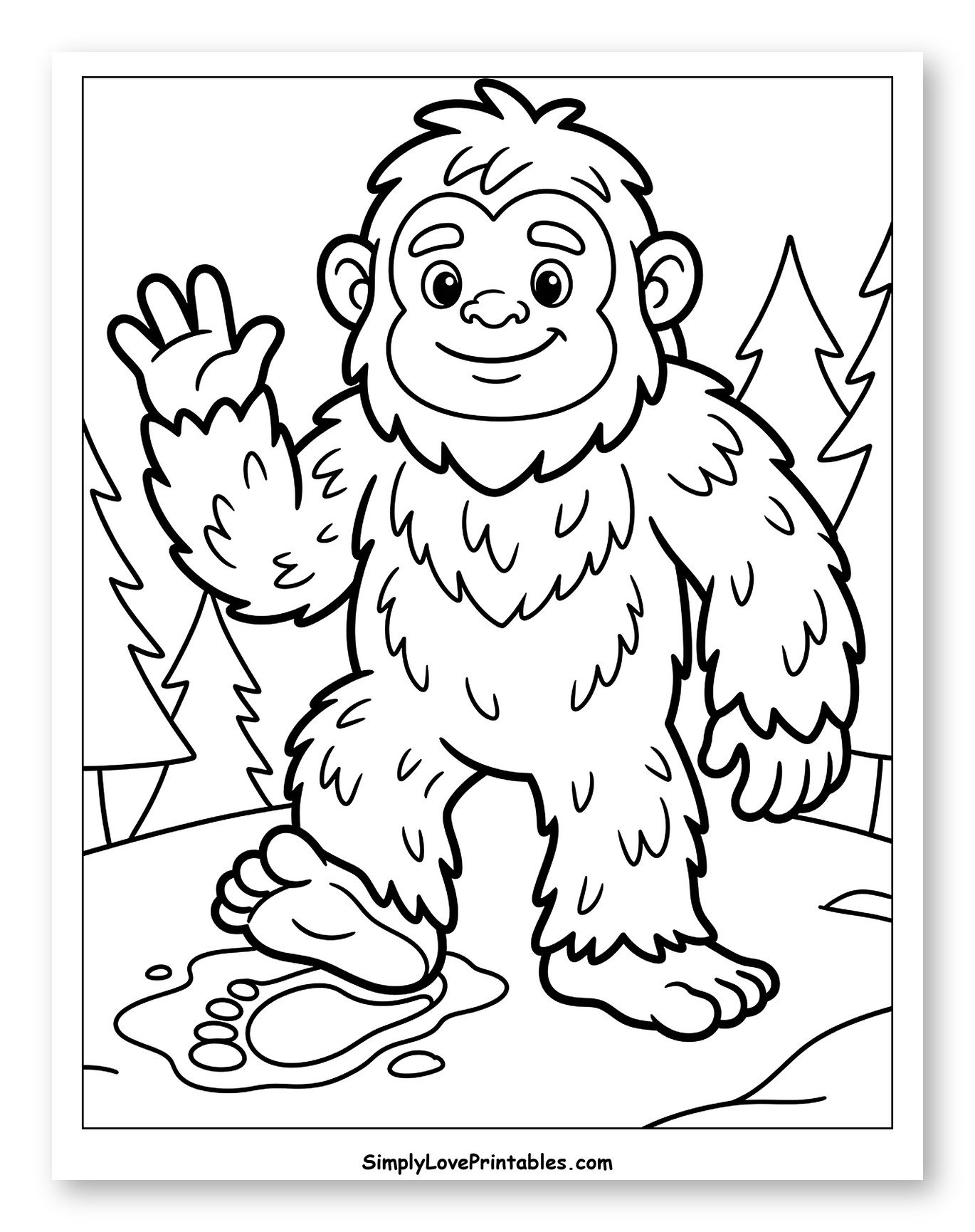 Friendly Bigfoot Waving in the Forest