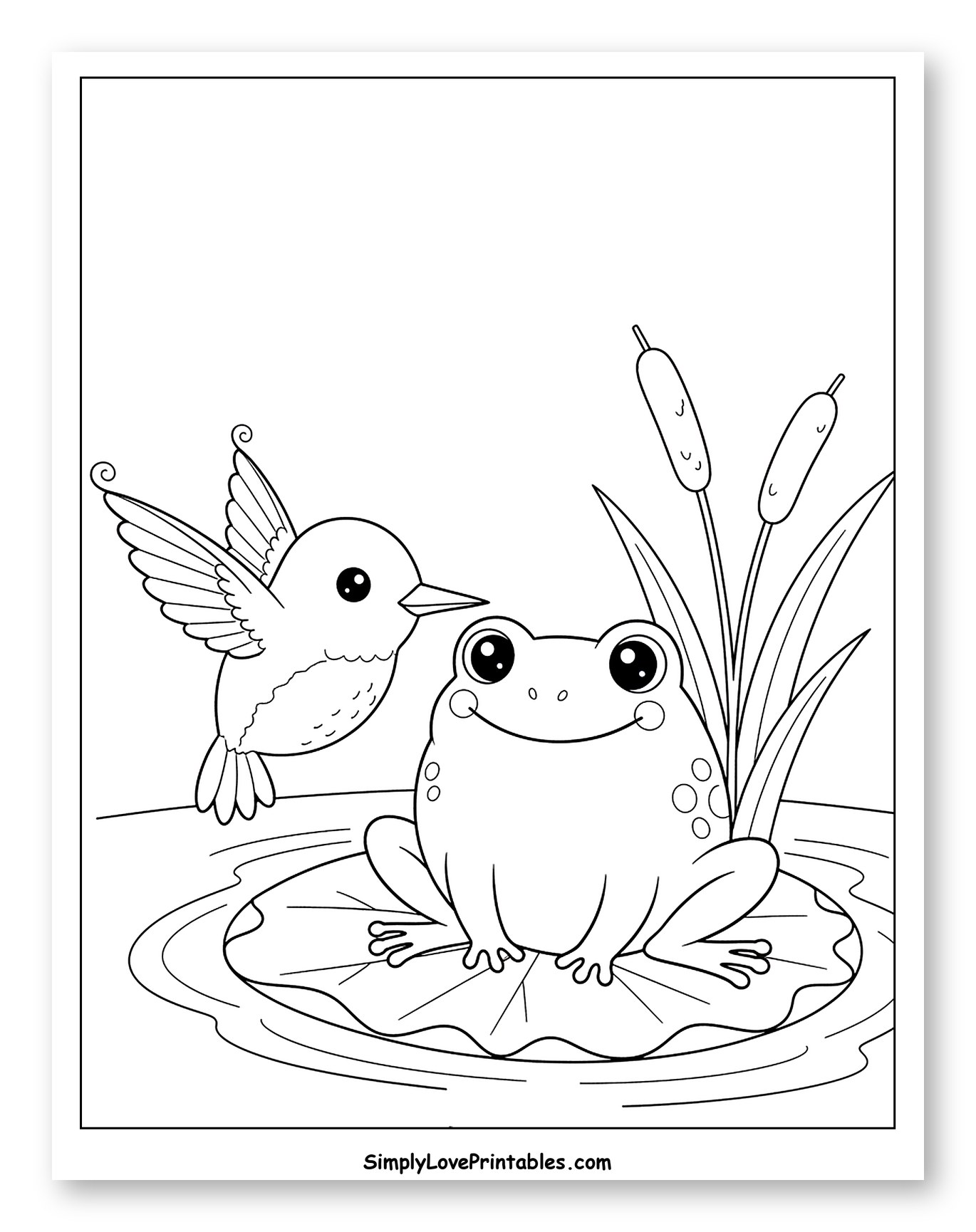 Friendly Bird and Frog on a Lily Pad
