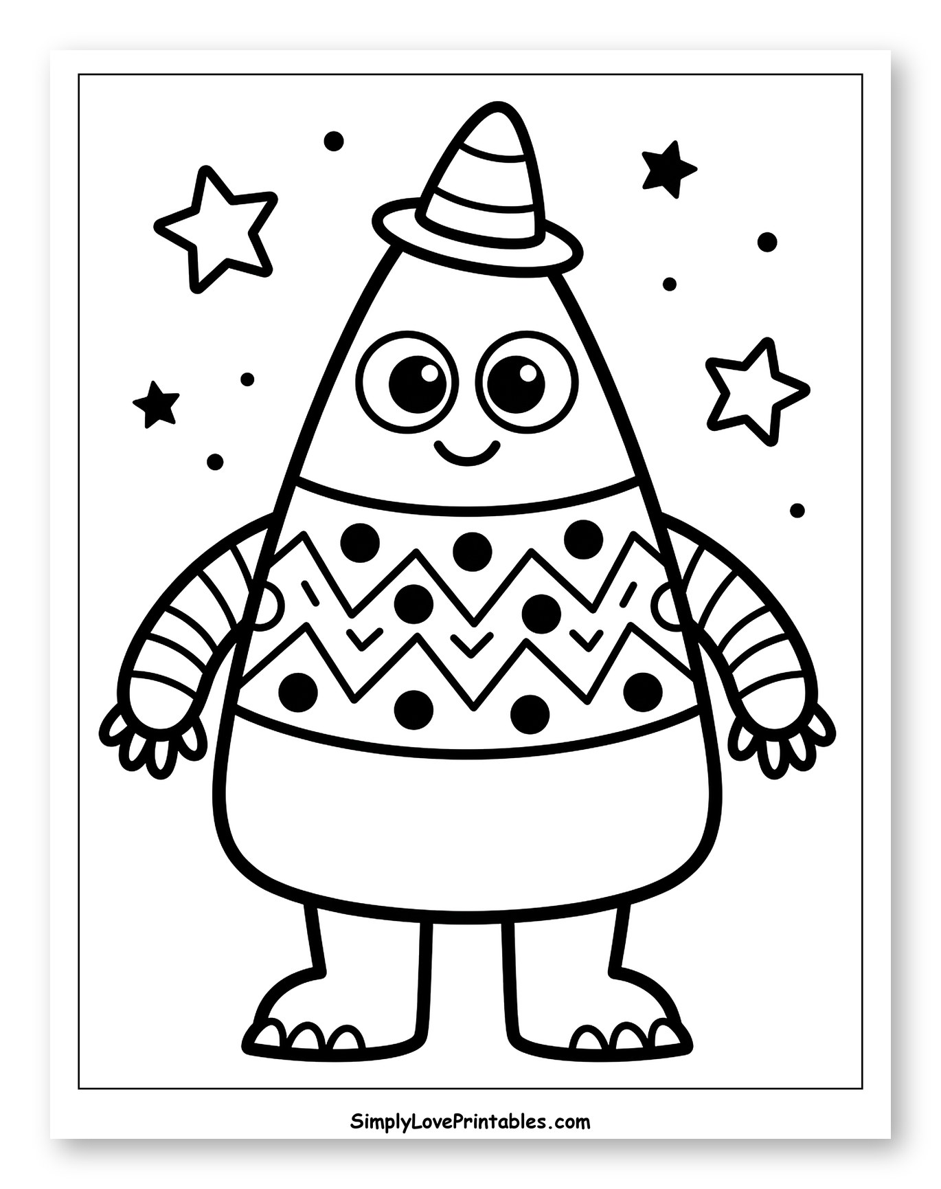 Friendly Candy Corn Monster with Stars