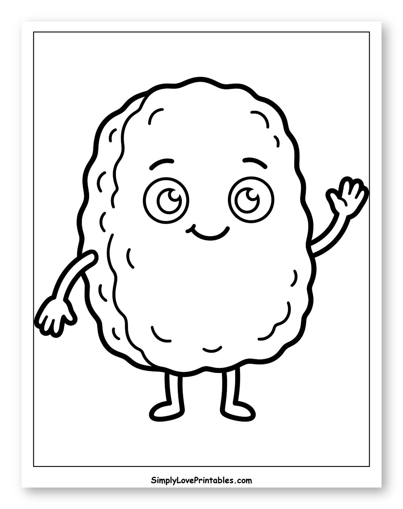 Friendly Cartoon Chicken Nugget Waving