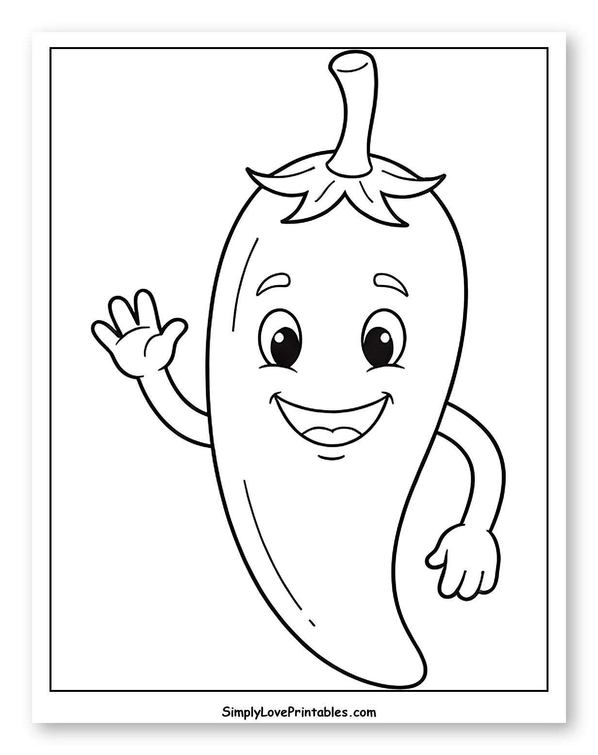 Friendly Cartoon Chili Pepper Waving