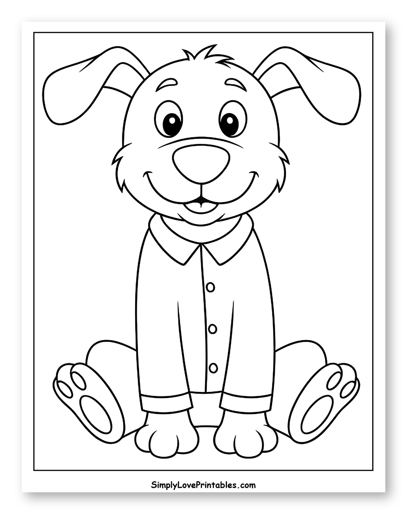 Friendly Cartoon Dog Wearing Pajamas