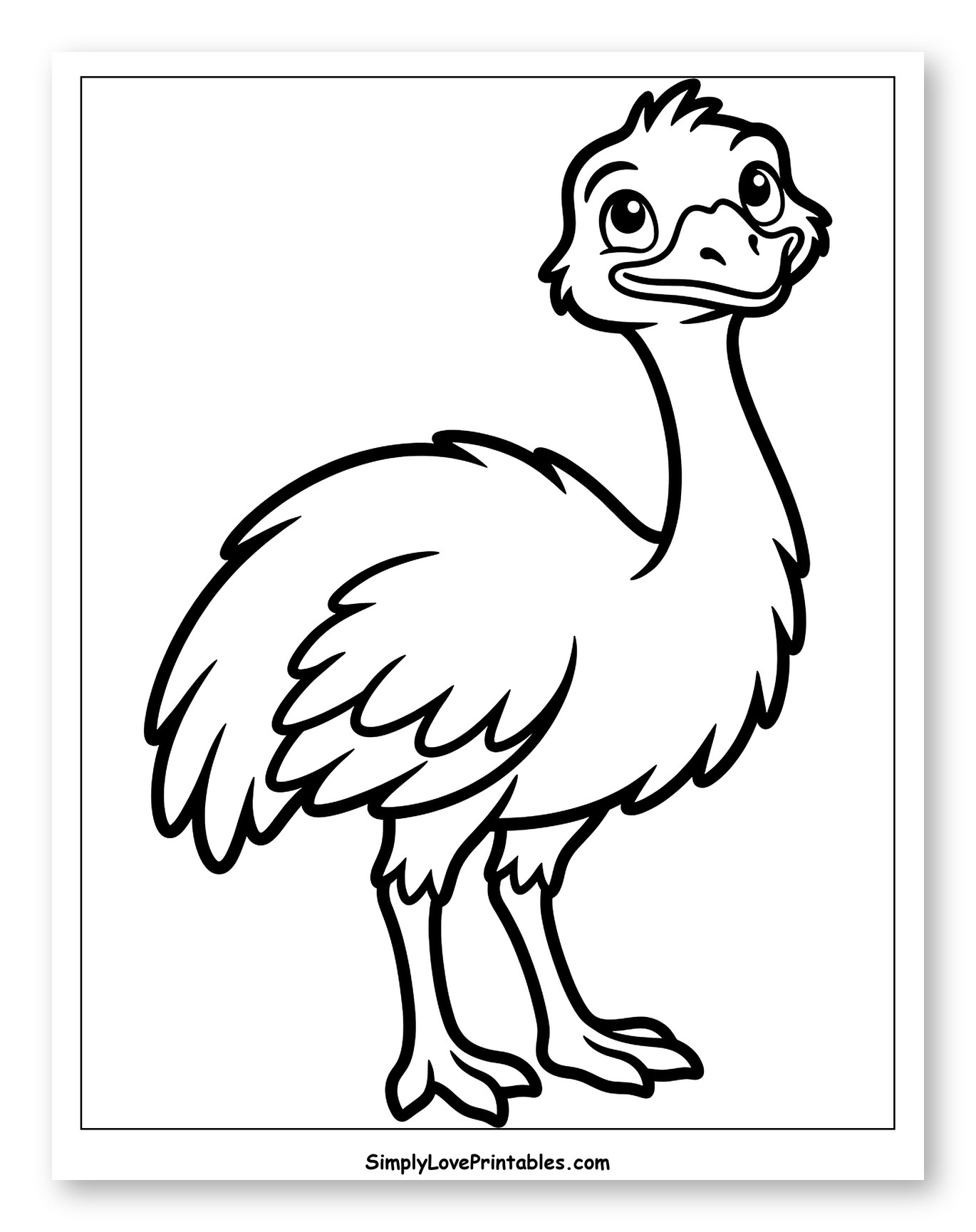 Friendly Cartoon Emu Standing Upright