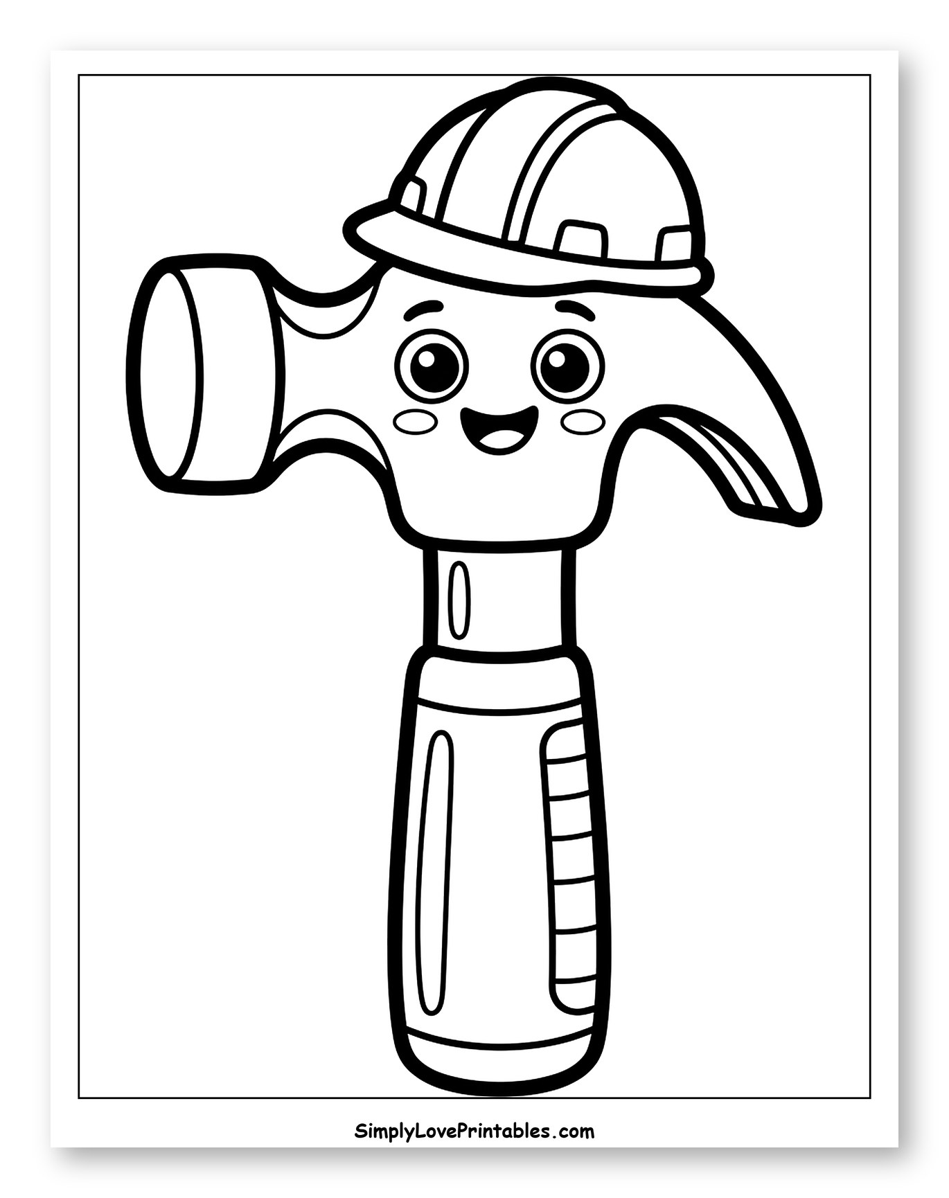 Friendly Cartoon Hammer Wearing a Hard Hat