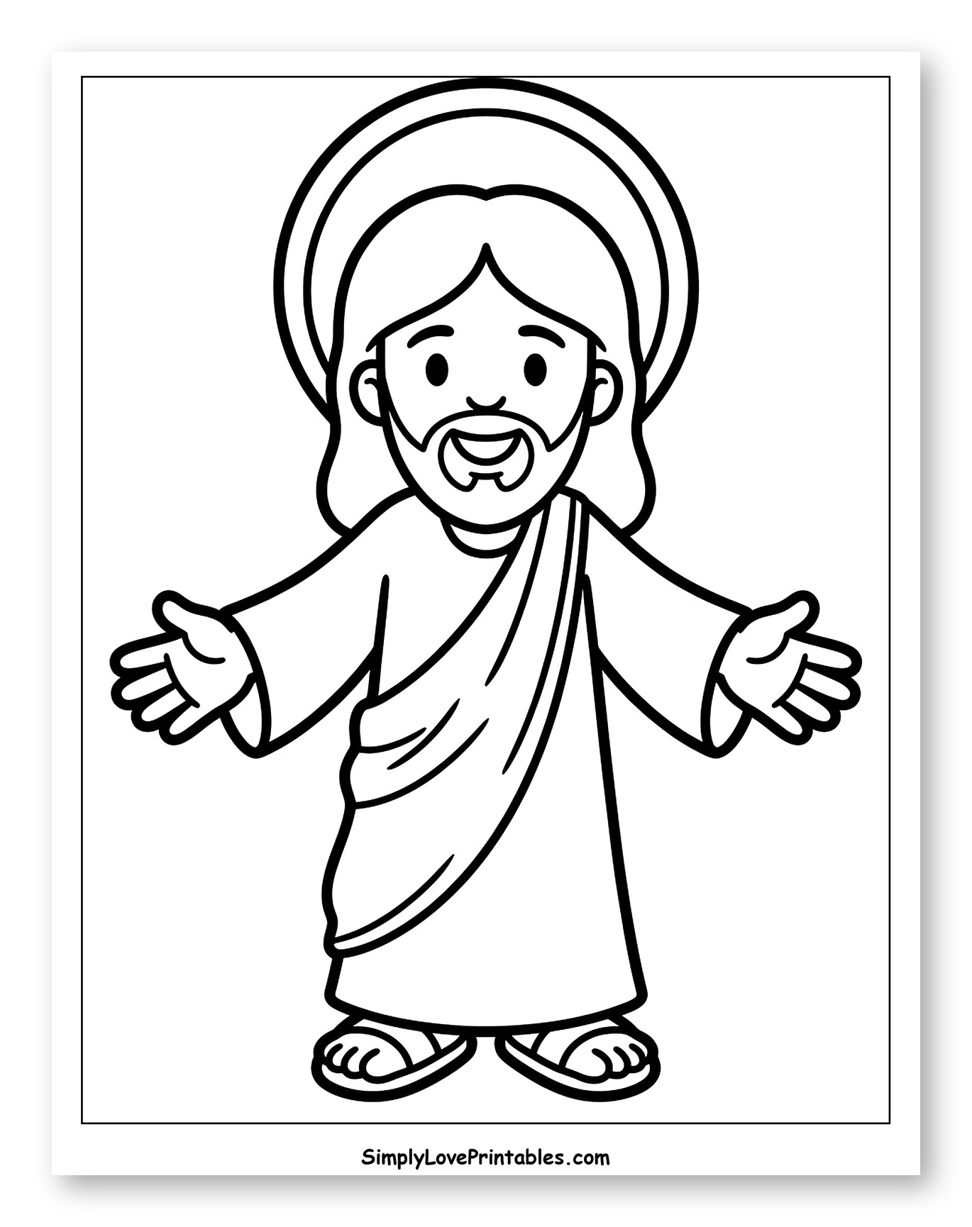 Friendly Cartoon Jesus with Open Arms