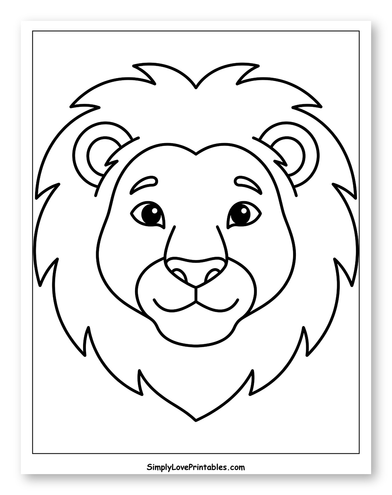 Friendly Cartoon Lion Head Outline