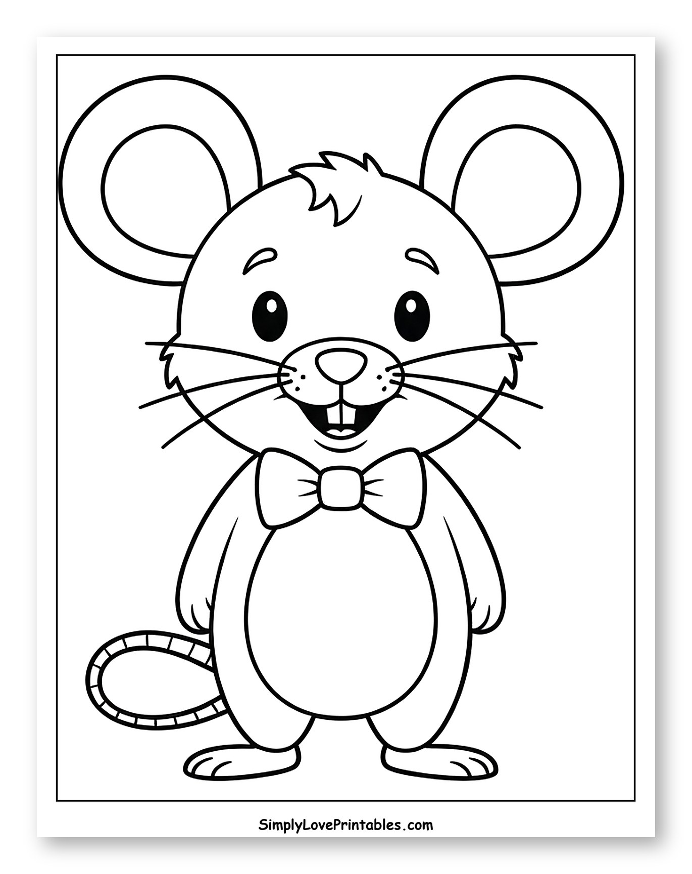Friendly Cartoon Mouse with Bow Tie