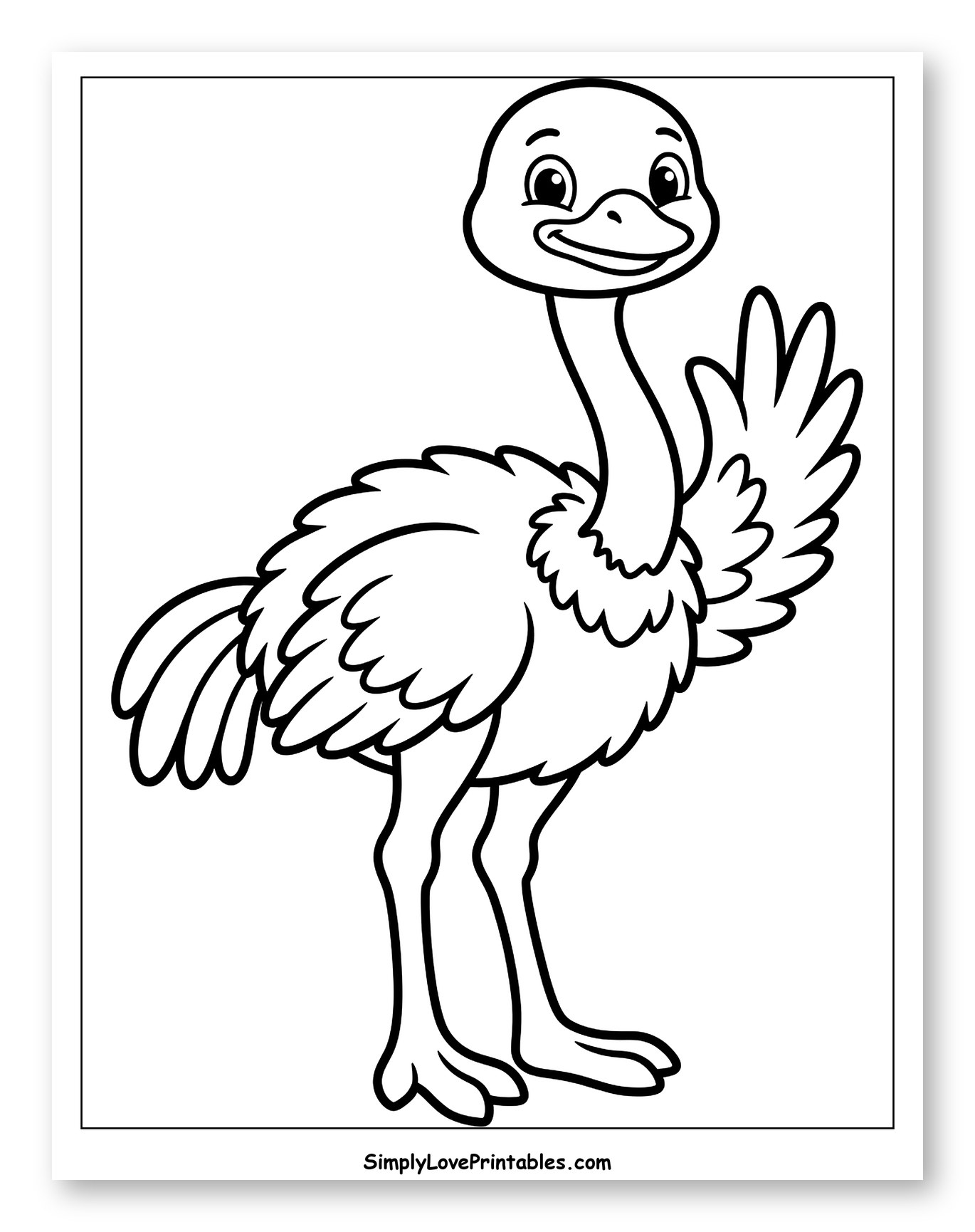 Friendly Cartoon Ostrich Waving