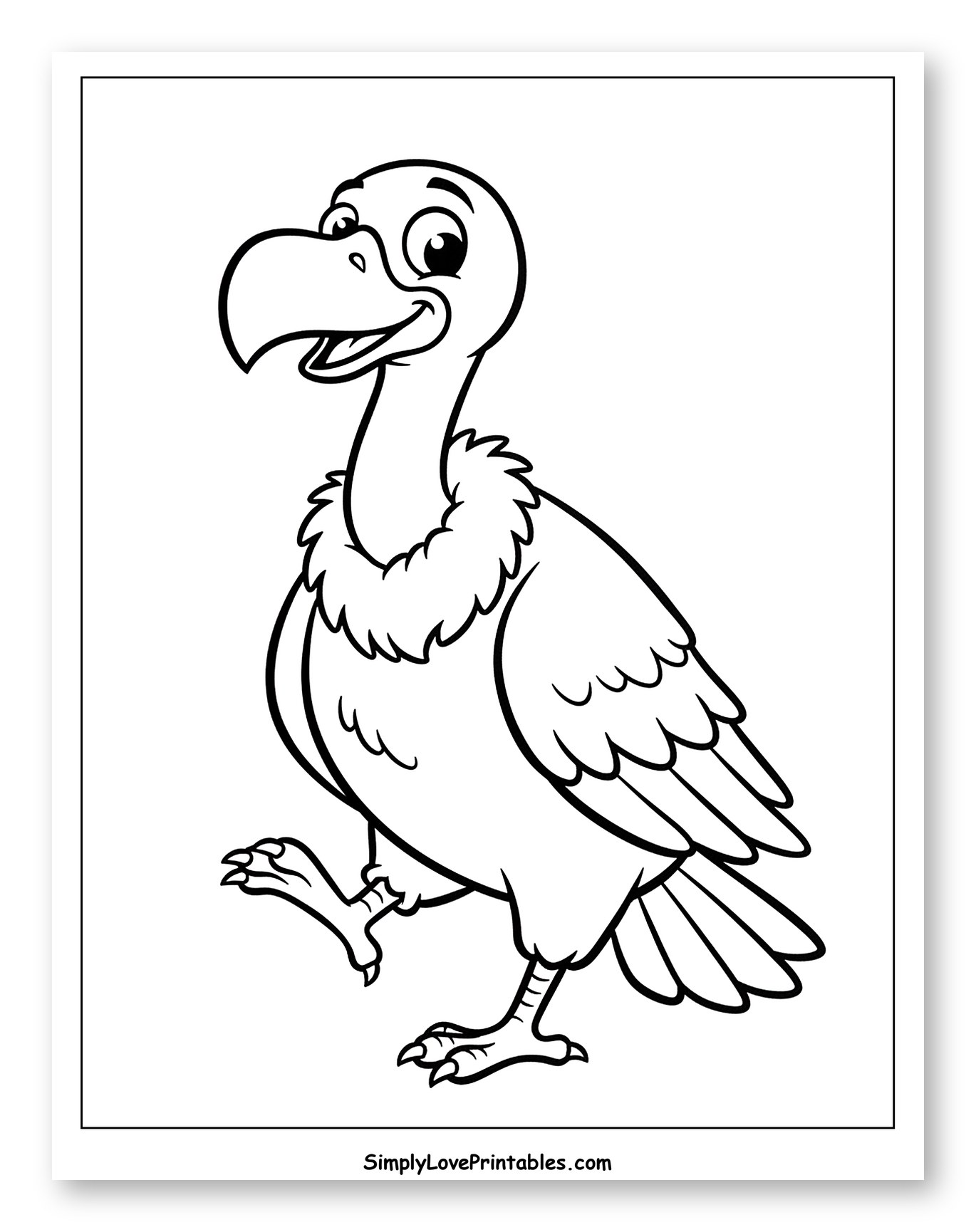 Friendly Cartoon Vulture Standing and Smiling