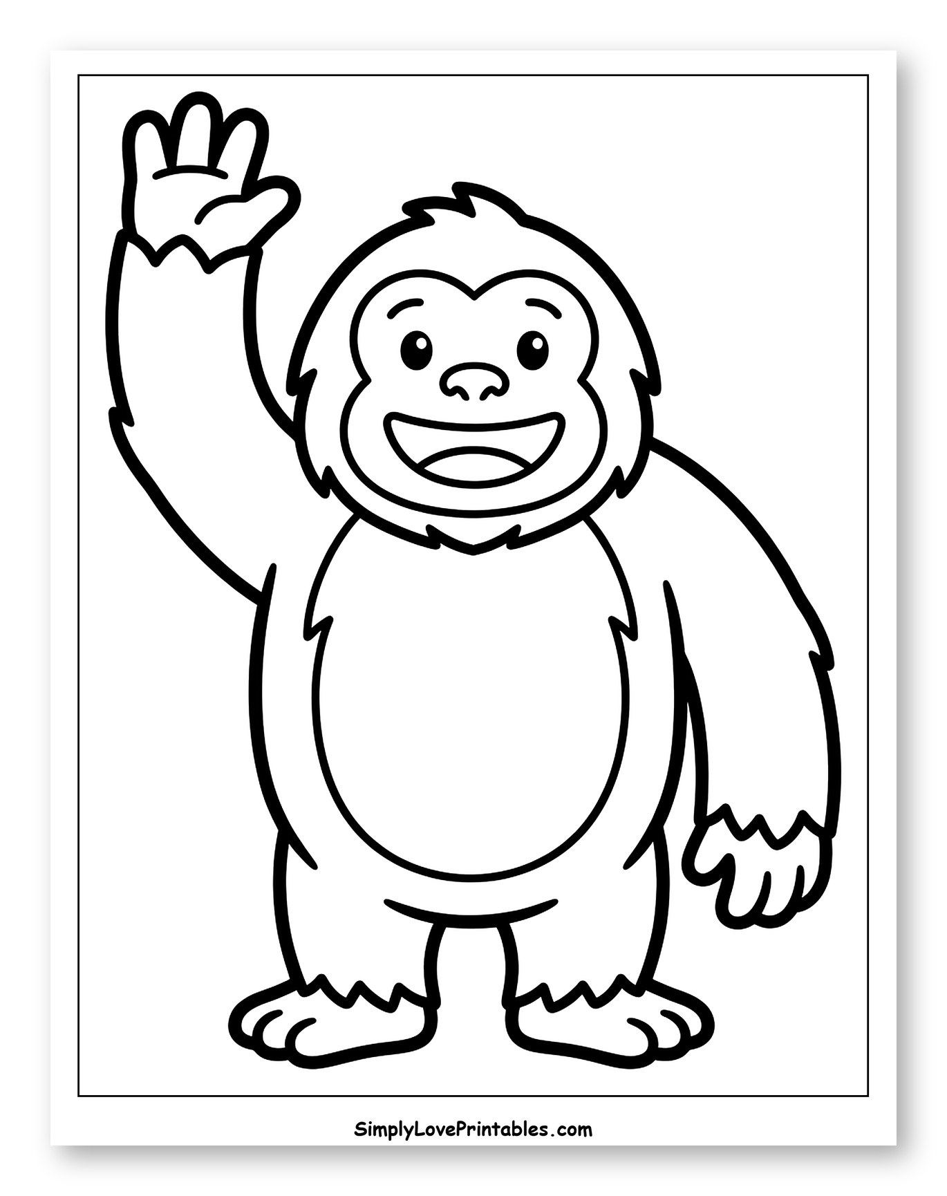 Friendly Cartoon Yeti Waving Hello